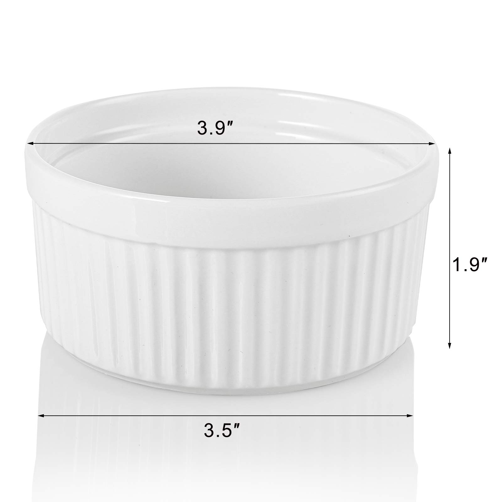 Foraineam 12-Piece 8 oz Porcelain Souffle Ramekins Set - Oven Safe White Baking Dishes for Desserts, Custards, Creme Brulee - Perfect for Baking, Cooking & Serving at Home, Restaurants or Cafes