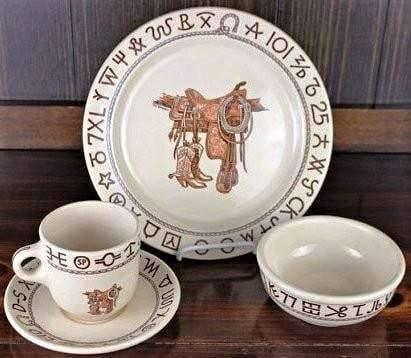 Western Style Dinner Plates - Rustic Boots & Brands Ceramic Plates for Cowboy Themed Dining, BBQ, and Farmhouse Decor