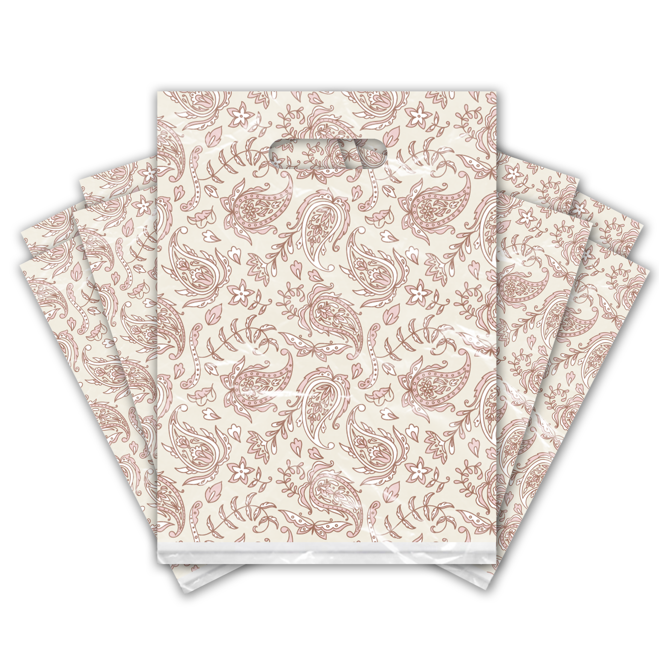 9x12 Pink Paisley Printed Plastic Merchandise Bags - Premium Designer Poly Bags for Boutique, Retail & Gift Packaging
