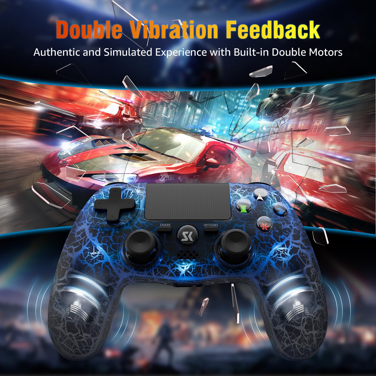 Wireless PS4 Controller 2 Pack - Compatible with Sony PlayStation 4/Pro/Slim, Dual Shock Gamepad with RGB Lighting, 1000mAh Battery, Motion Sensor, Vibration & Built-in Speaker - Perfect for Gaming, Streaming & Multiplayer Sessions