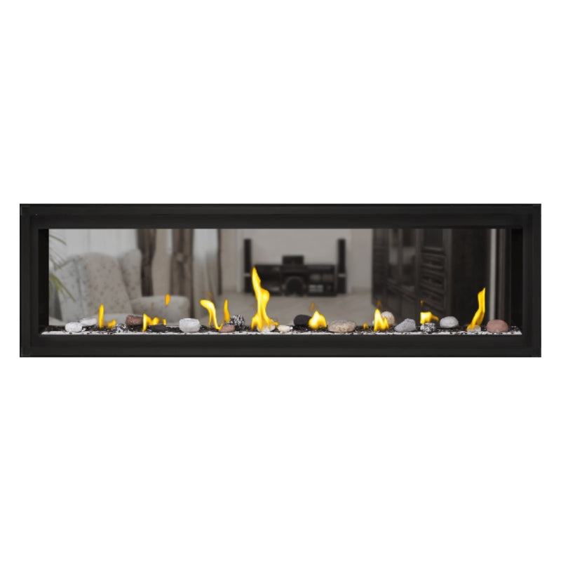 Napoleon Luxuria 62 Inch See-Through Linear Direct Vent Gas Fireplace - LVX62N2X | Modern Home Heating Solution for Living Rooms & Patios