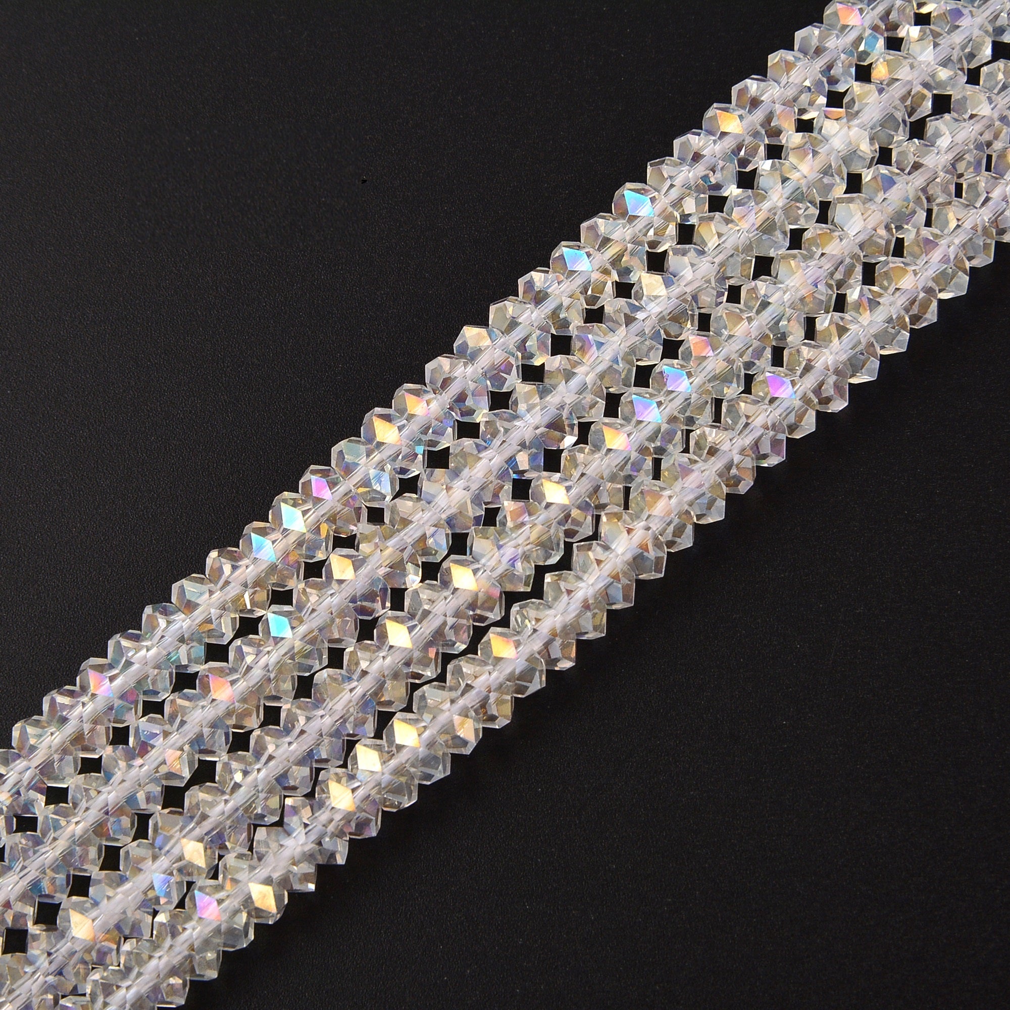 Clear AB K9 Crystal Glass Faceted Rondelle Beads 4x6mm (15.5 Inch Strand) - Perfect for Jewelry Making, DIY Crafts, Bracelets & Necklaces