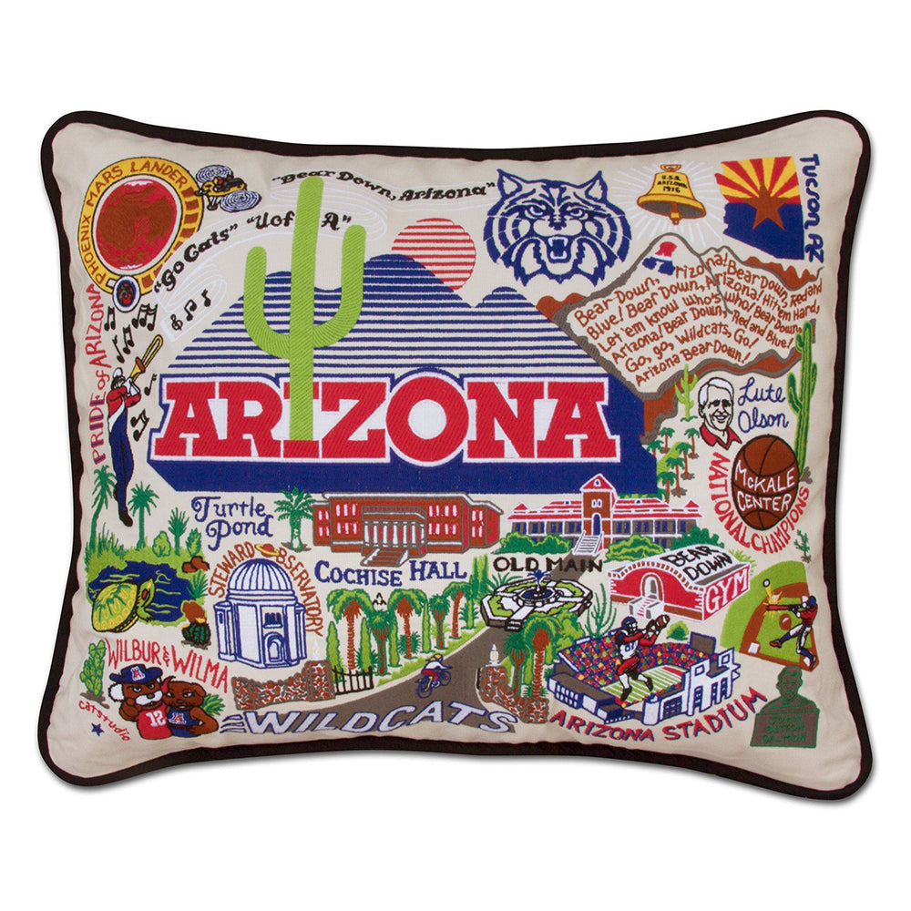 University of Arizona Collegiate Hand Embroidered Throw Pillow - Perfect for Dorm Decor, Game Day & Alumni Gifts