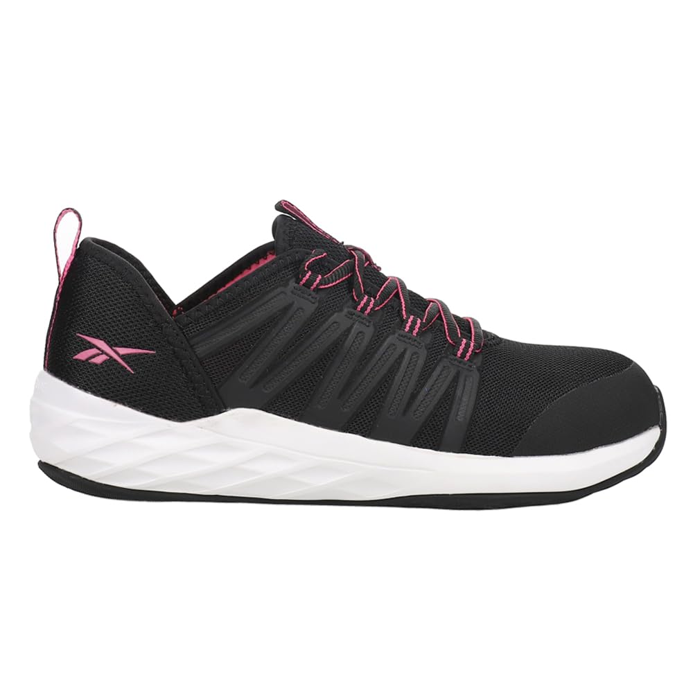 Reebok Women's Astroride Steel Toe Work Shoes - Black & Pink Static Dissipative Safety Shoes for Women, Size 10.5 Medium - Ideal for Construction, Warehouse & Industrial Work Environments
