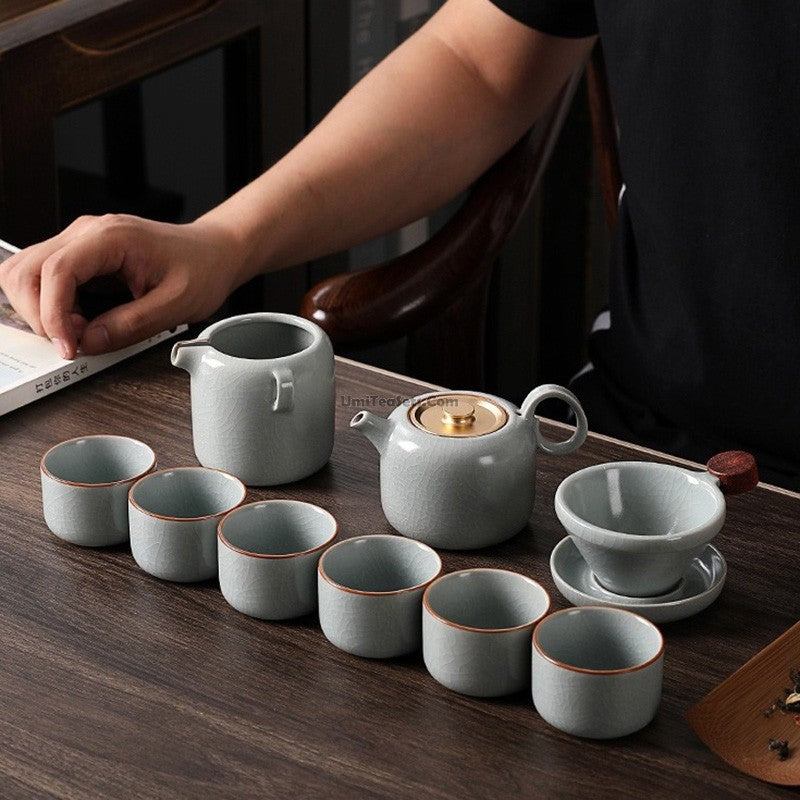 Premium Ruyao Ice Crack Chinese Tea Set - Handcrafted Ceramic Tea Cups & Pot for Home, Office & Gifting - Perfect for Traditional Tea Ceremonies & Relaxation