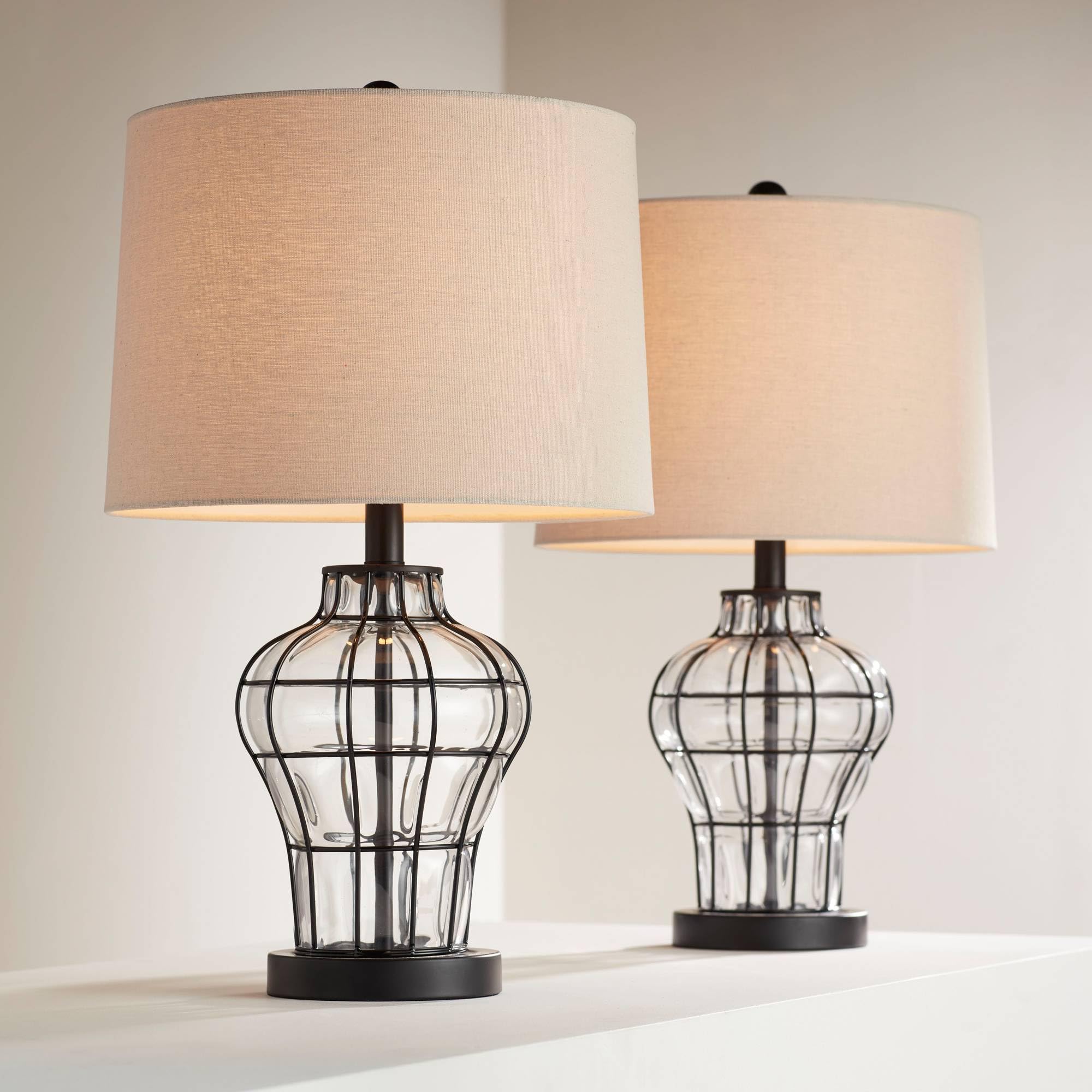 360 Lighting Hudson Rustic Accent Table Lamps Set of 2 - 23