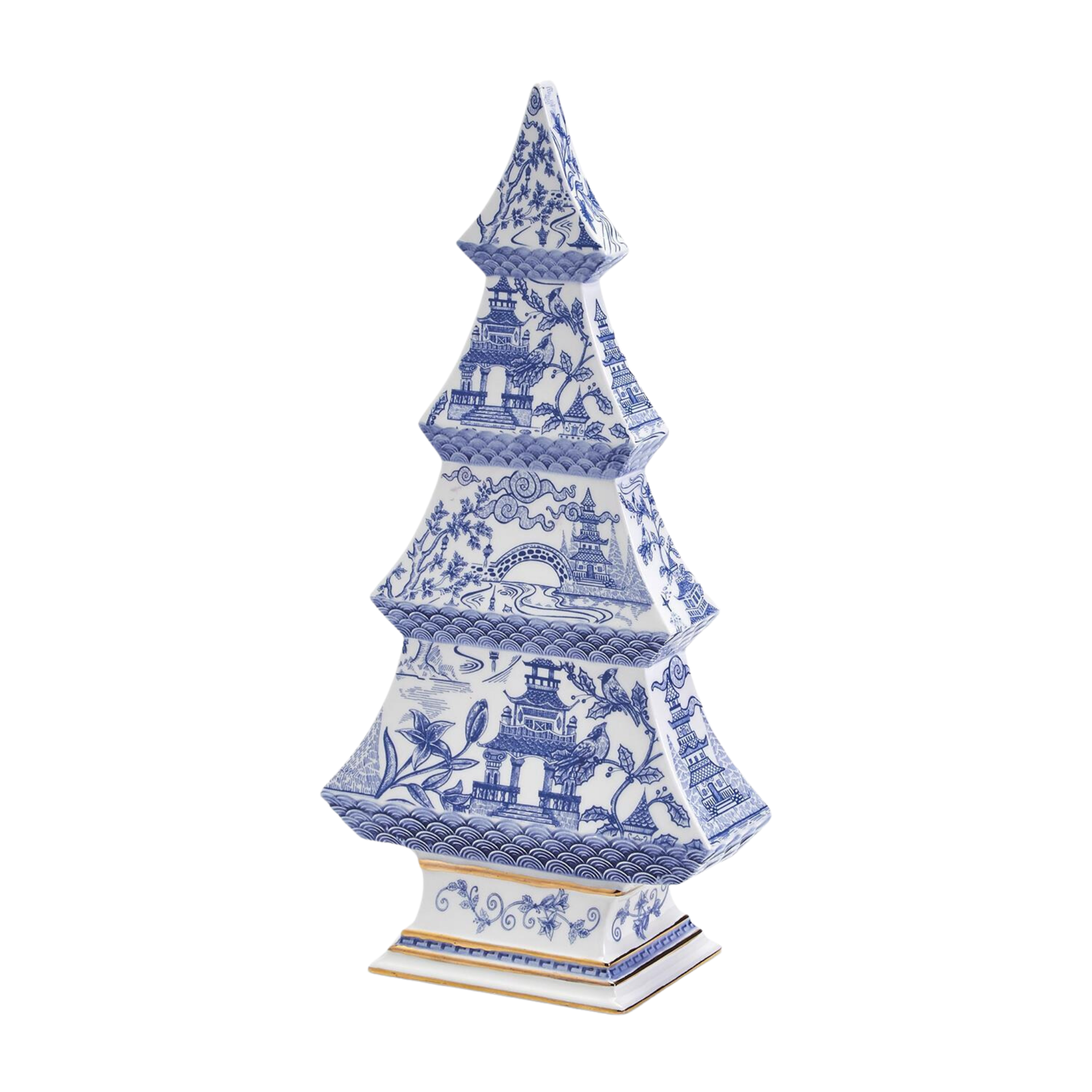Blue and White Canton Collection Dolomite Christmas Tree - Elegant Holiday Decor for Home, Office & Festive Parties