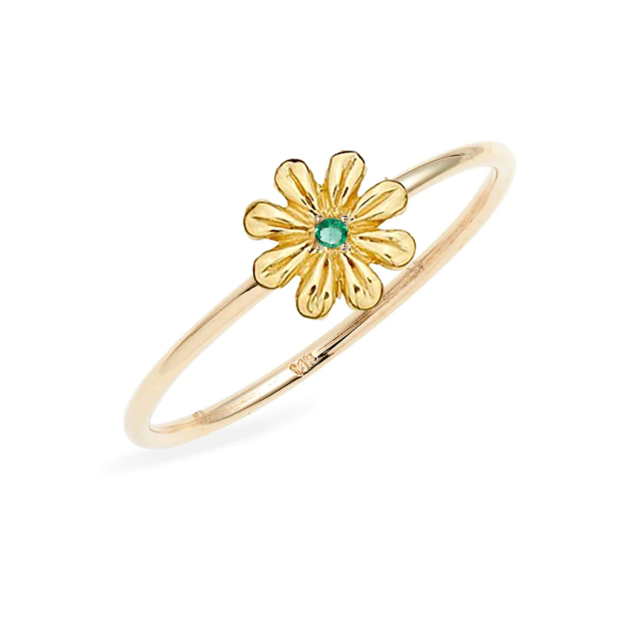 14K Gold Daisy Gemstone Ring for Women - Elegant Floral Jewelry for Everyday Wear, Gift Giving & Special Occasions