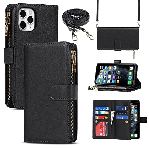 9 Card Slots Lanyard Black