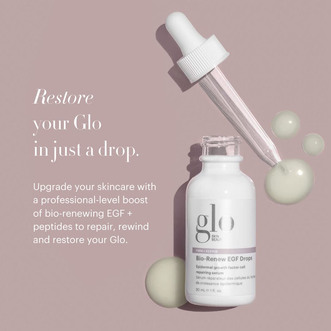 Glo Skin Beauty Bio-Renew EGF Drops - Anti-Aging Serum for Skin Repair, Hydration & Firming | Best for Dry, Sensitive & Mature Skin | Day & Night Skincare Routine