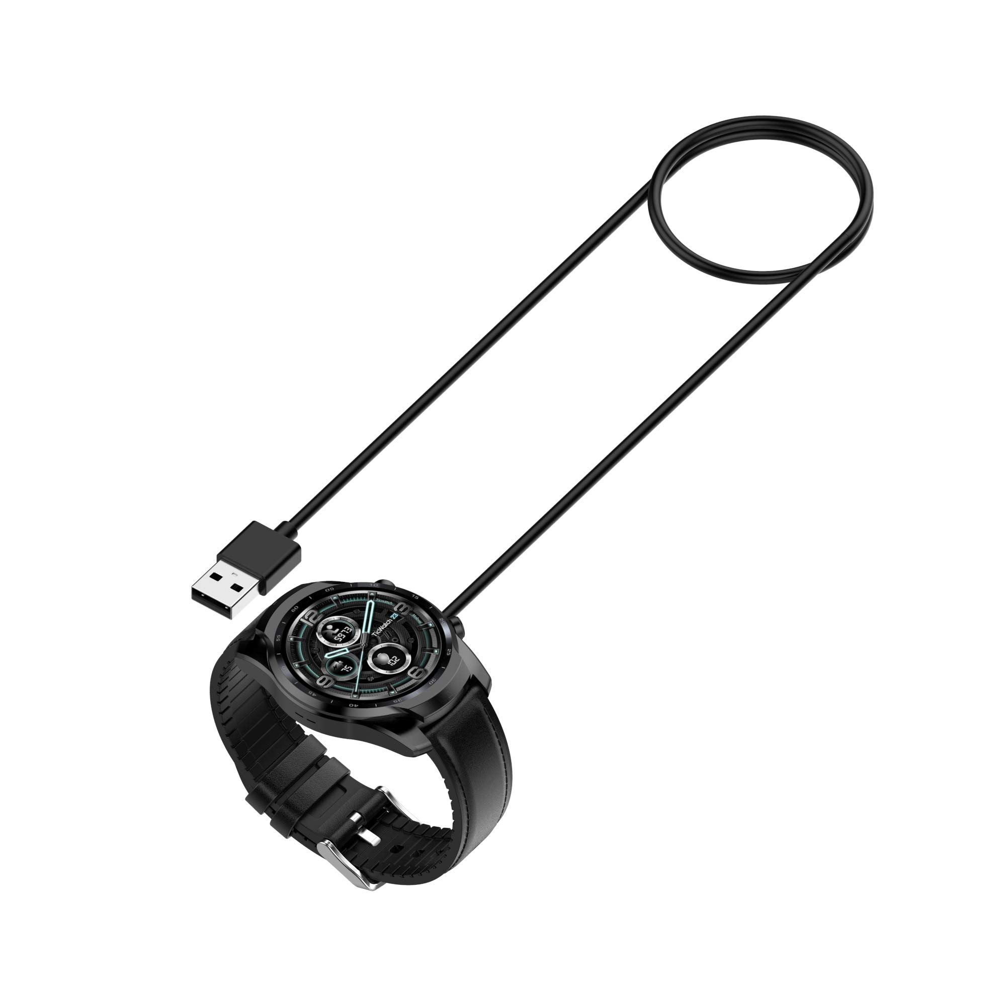 Original Ticwatch Pro 5 Charger Replacement - 3.3ft USB Magnetic Charging Cable (2-Pack, Black) | Fast Charging Cord for Ticwatch Pro 5 Smartwatch | Perfect for Home, Office & Travel Use