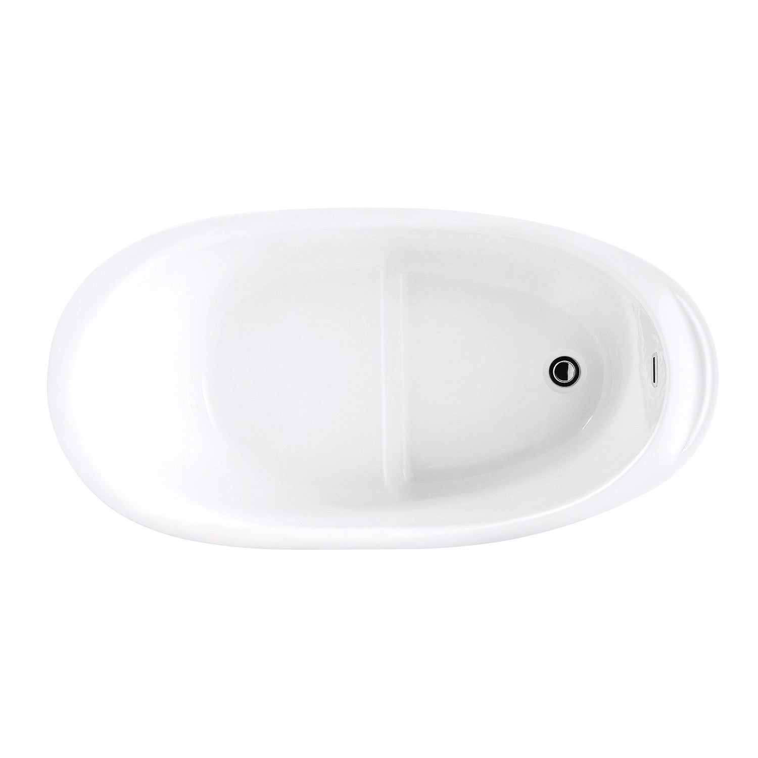 Aqua Eden 52 Inch Acrylic Oval Freestanding Bathtub with Drain & Built-in Seat - Glossy White Slipper Tub for Luxurious Bathroom Relaxation | Perfect for Spa-Like Experience at Home