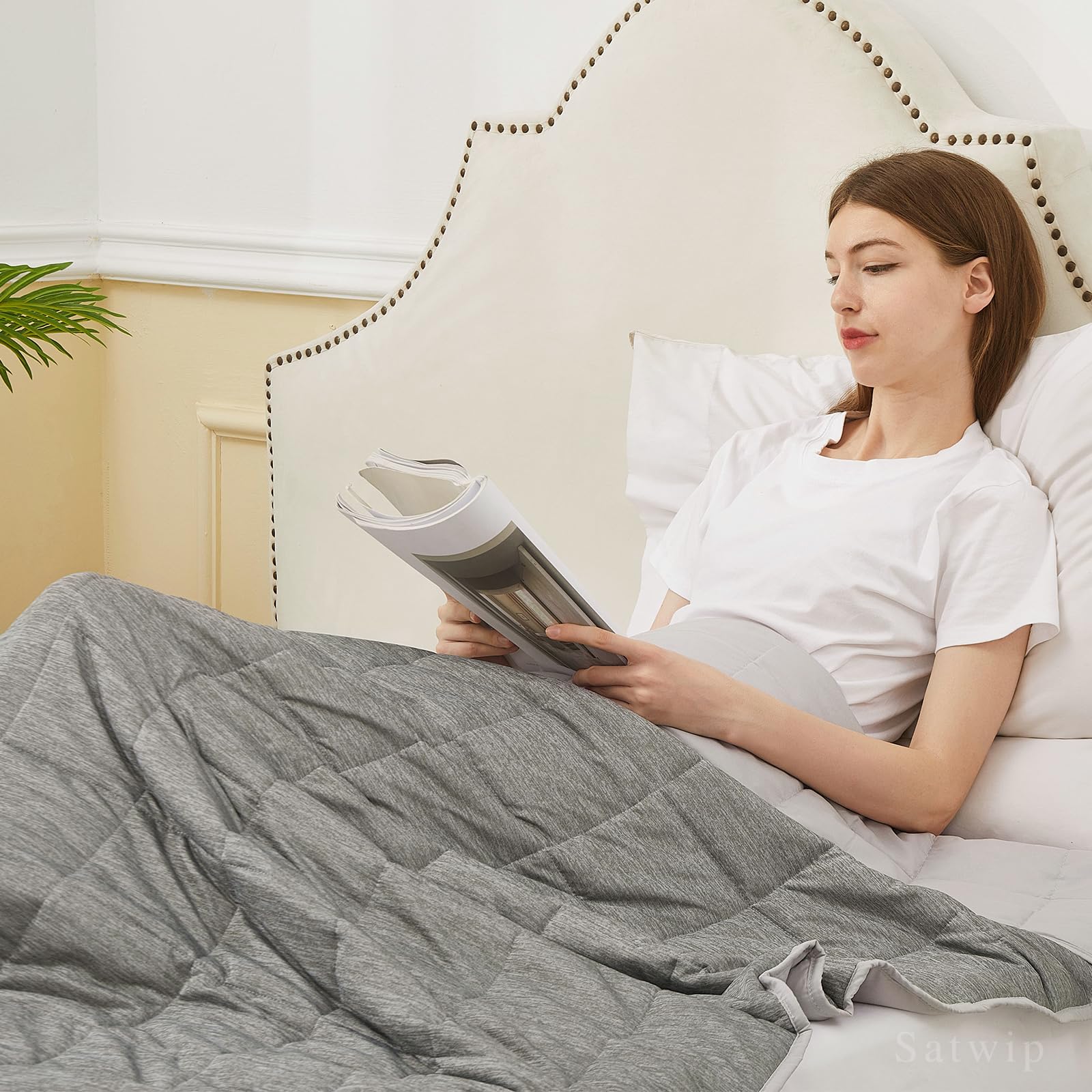 10 lb Weighted Blanket for Adults - Cooling Twin Size 48x72 Inches - Soft Breathable Sanded Jersey Fabric for Hot Sleepers - Stress Relief & Better Sleep - Perfect for Anxiety, Insomnia & Relaxation (Grey)