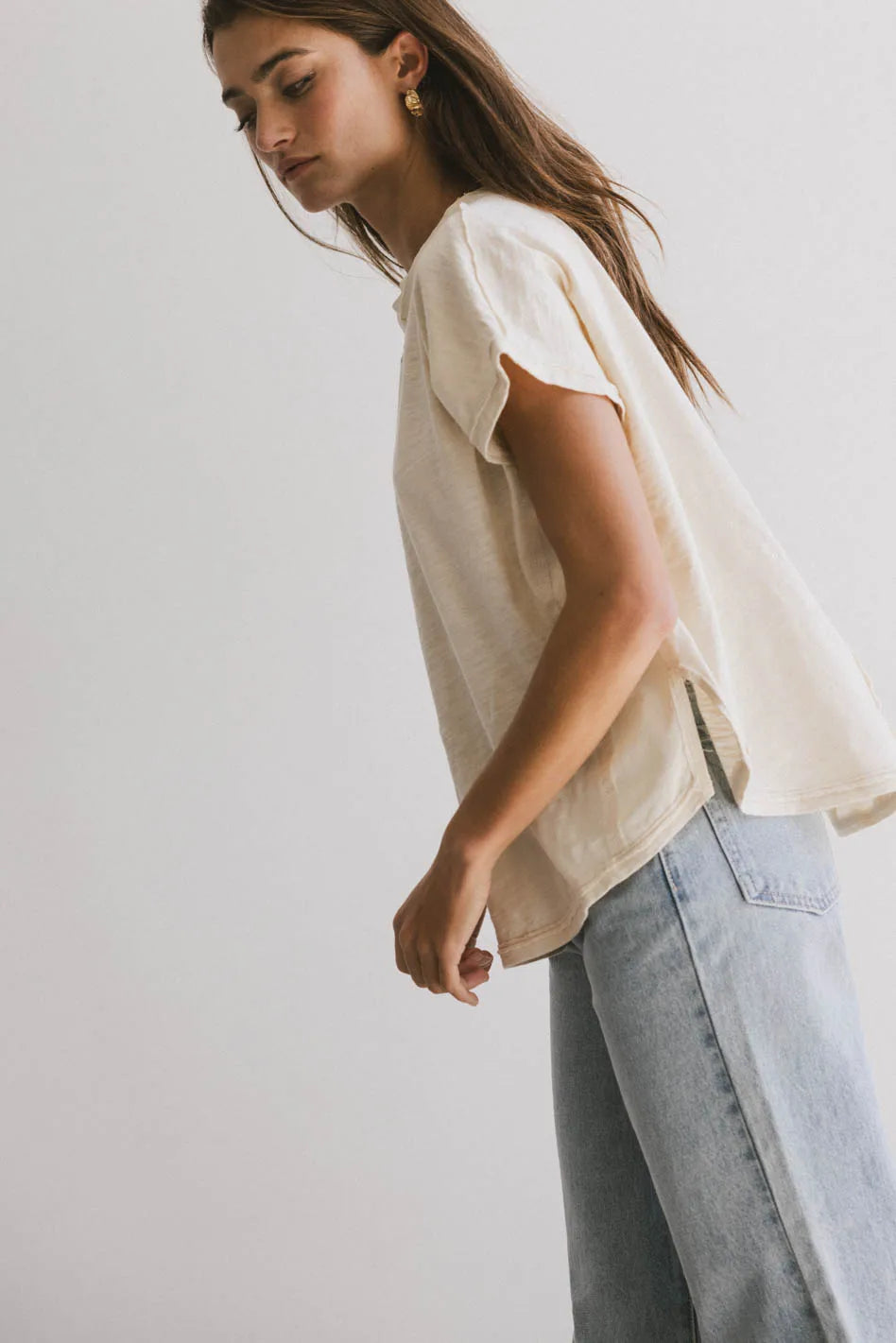 Indy Contrast Top in Cream - Women's Stylish Casual Blouse for Everyday Wear | FINAL SALE