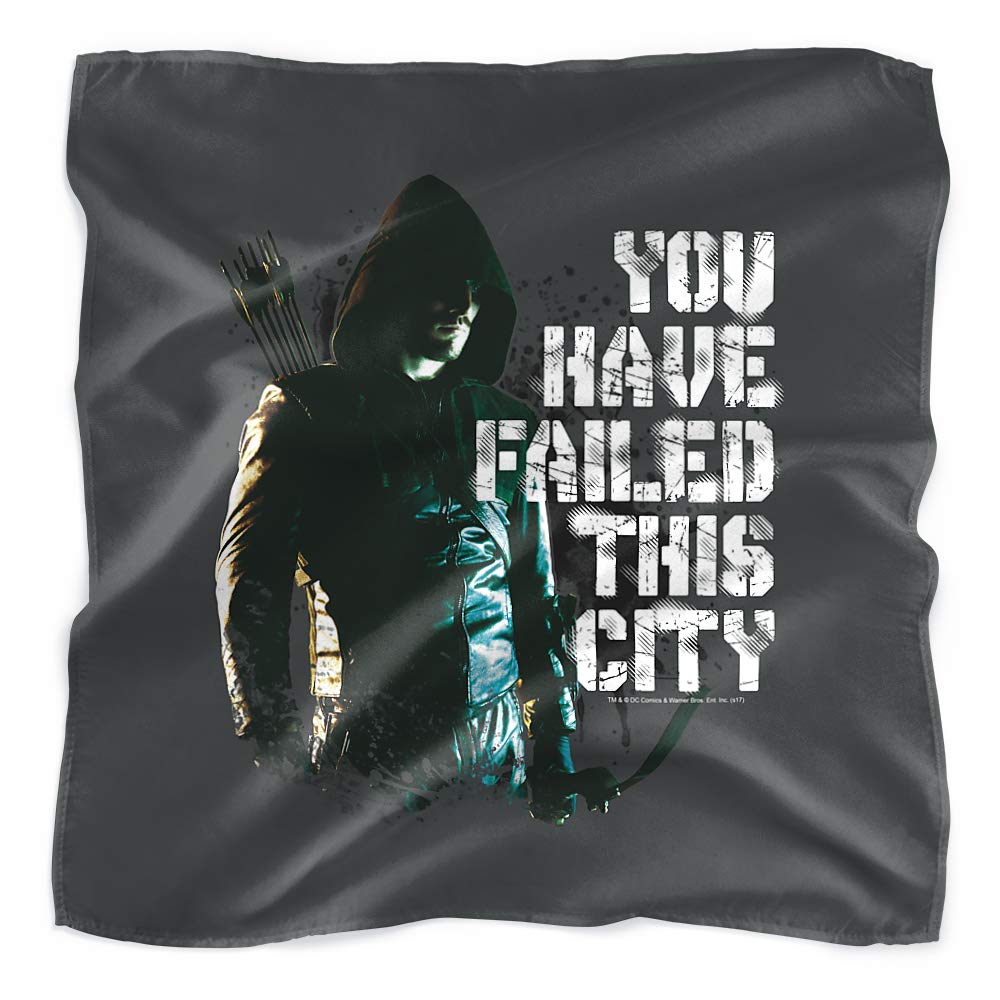 Arrow TV Series 'You Have Failed This City' Bandana - 21x21 Inch Green Arrow Inspired Scarf for Cosplay, Halloween, and Comic Con