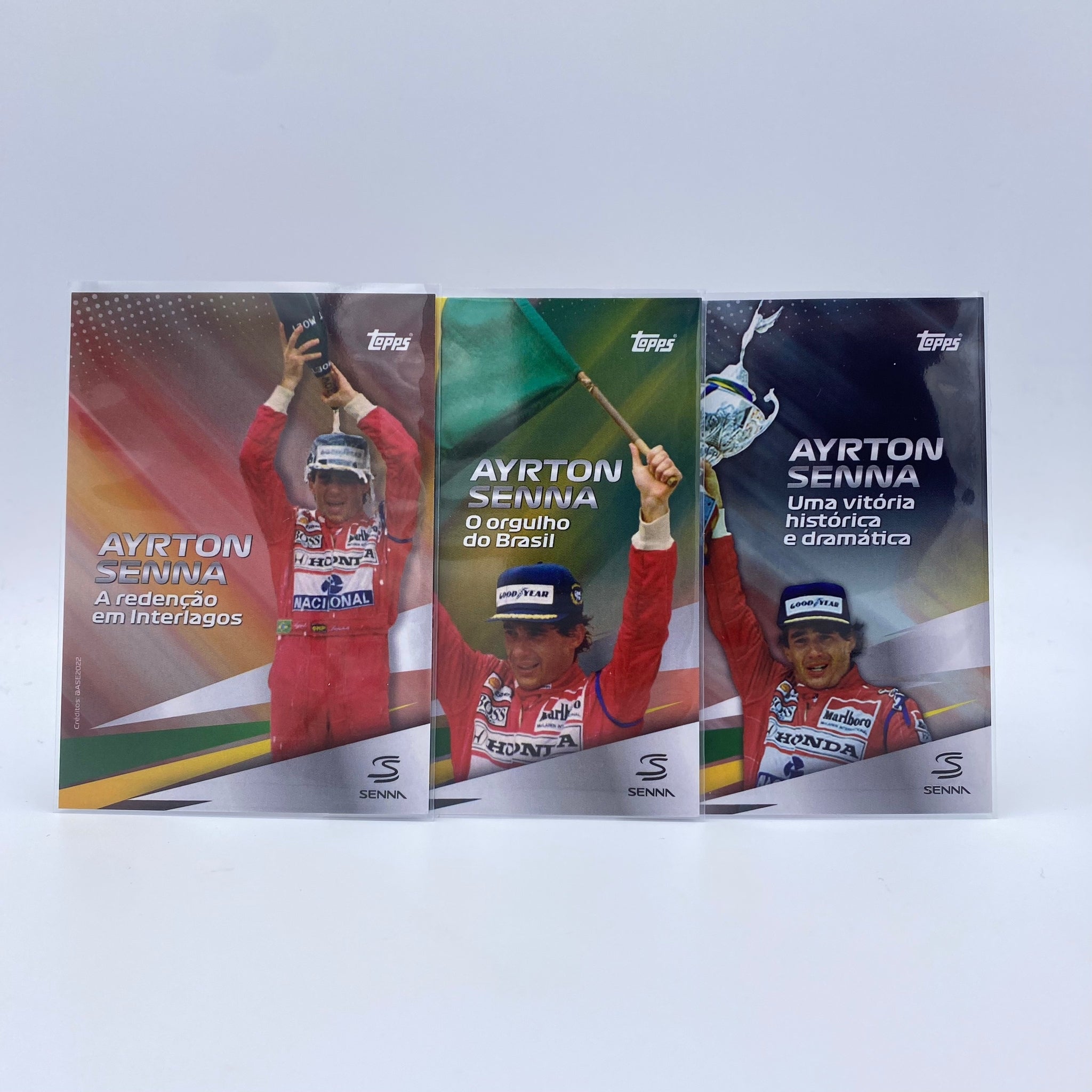 2022 Topps Formula 1 Brazilian Grand Prix Exclusive Ayrton Senna Flag, Cup & Champagne Set - Perfect for F1 Collectors, Race Day Celebrations and Motorsport Memorabilia Displays