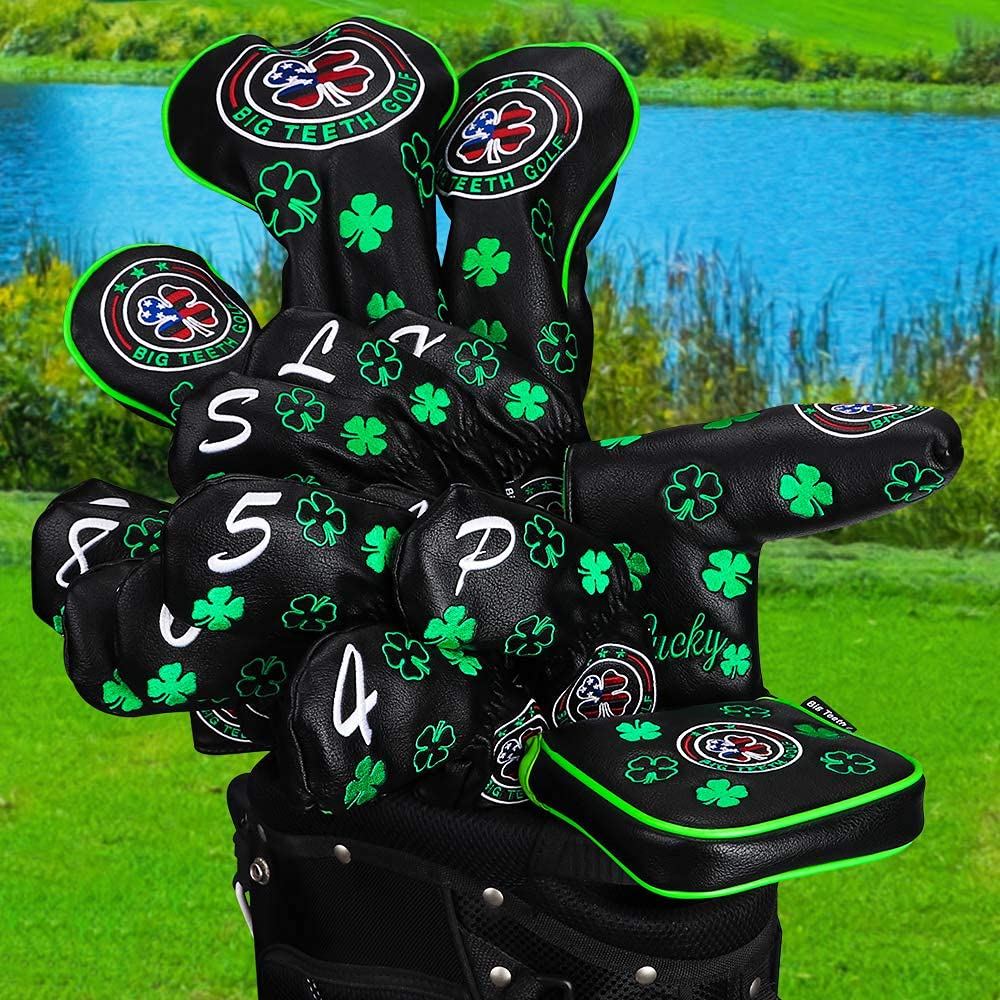 Lucky Clover & USA Pattern Golf Head Covers - Driver, Hybrid & Fairway Club Protectors for Men & Women | Durable Golf Club Covers with Fun Designs for Driving Range & Course Play