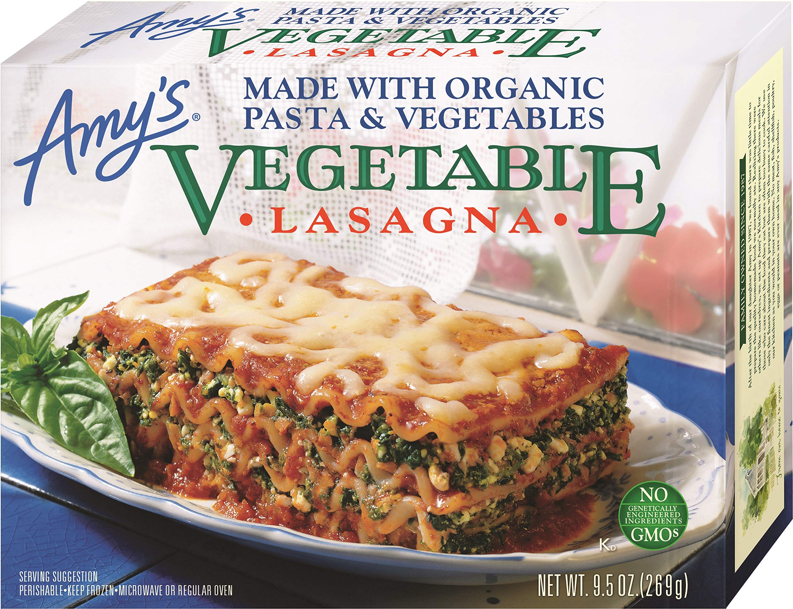 Organic Vegetable Lasagna Frozen Meal - Amy's 9.5 Oz Microwaveable Pasta with Vegetables | Quick Family Dinner & Healthy Lunch Option