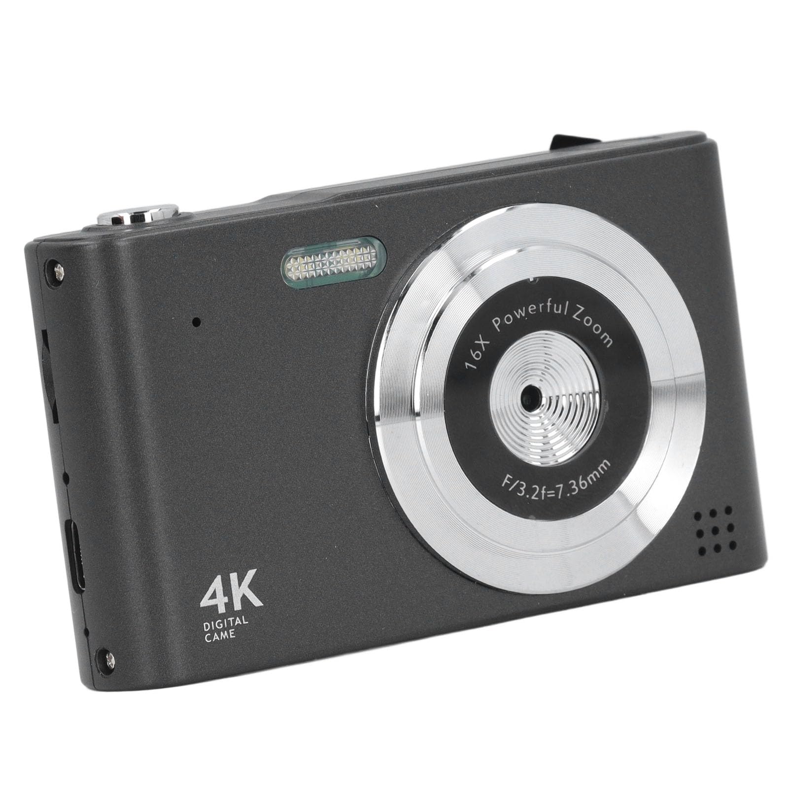 4K 48MP Digital Camera with Autofocus & 16X Zoom | HD Compact Camera with Built-in Flash & Anti-Shake | Portable Travel Camera for Beginners (Black) | Perfect for Vacation, Vlogging & Outdoor Photography
