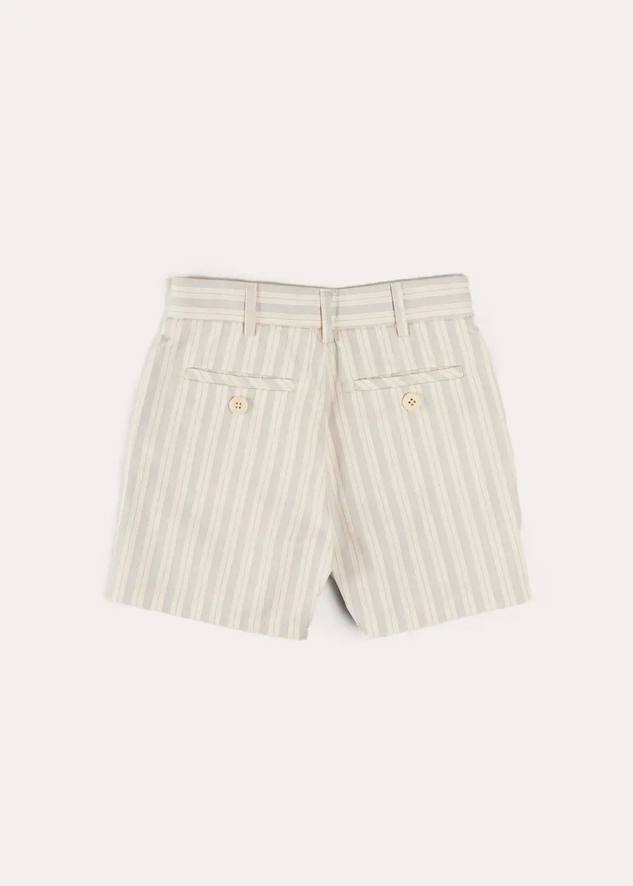 Brompton Striped Beige Shorts for Kids (4-10 Years) - Perfect for Summer Play, School, and Casual Outings