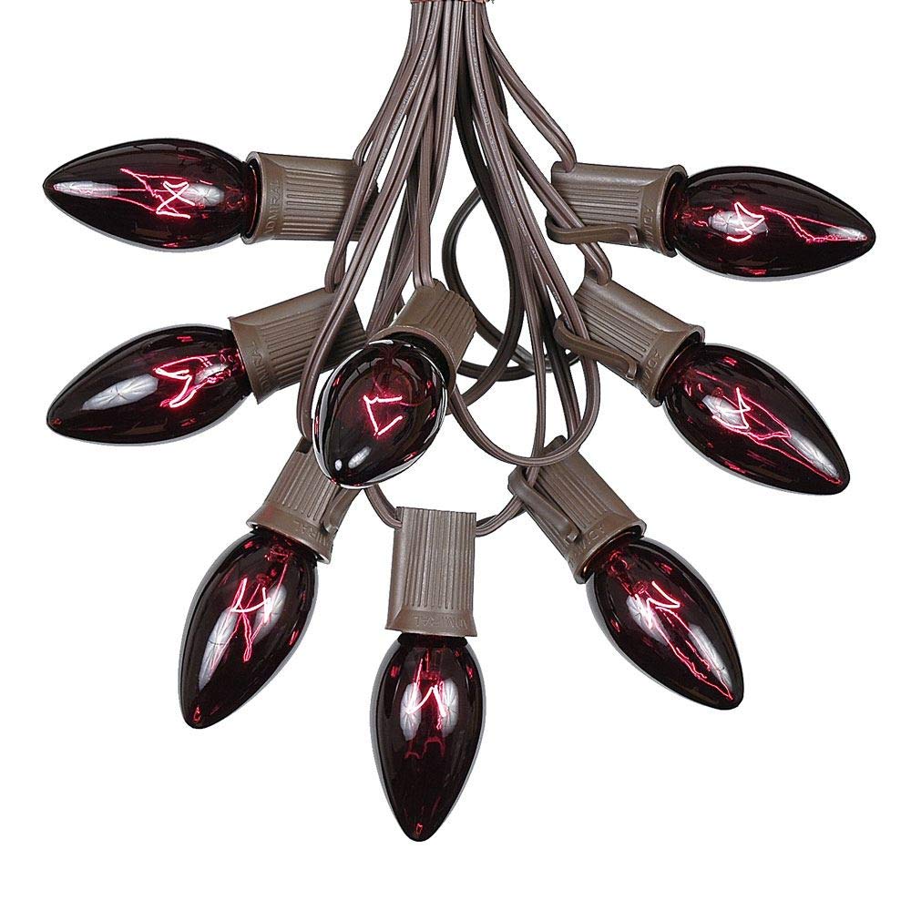 C9 Black Light Purple Christmas String Lights - 25ft Outdoor Waterproof LED Roofline Lights for Halloween, Patio, Garden & Holiday Decorations - Brown Wire - Energy Efficient Party Lighting
