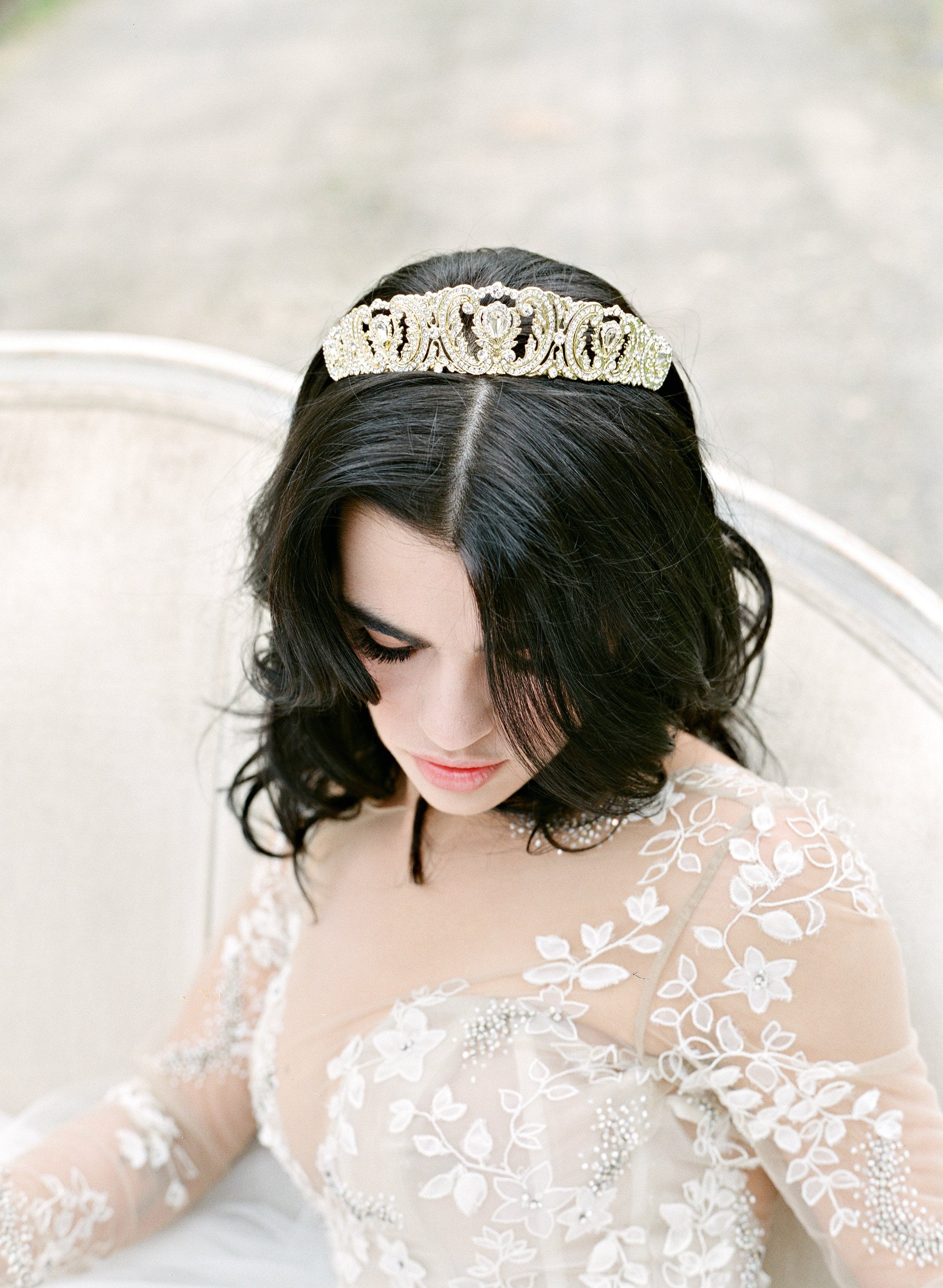 WHITMORE Silver Crystal Bridal Tiara - Elegant Wedding Crown for Bride, Princess, Prom & Special Occasions | Sparkling Rhinestone Headpiece for Bridal Accessories & Formal Events