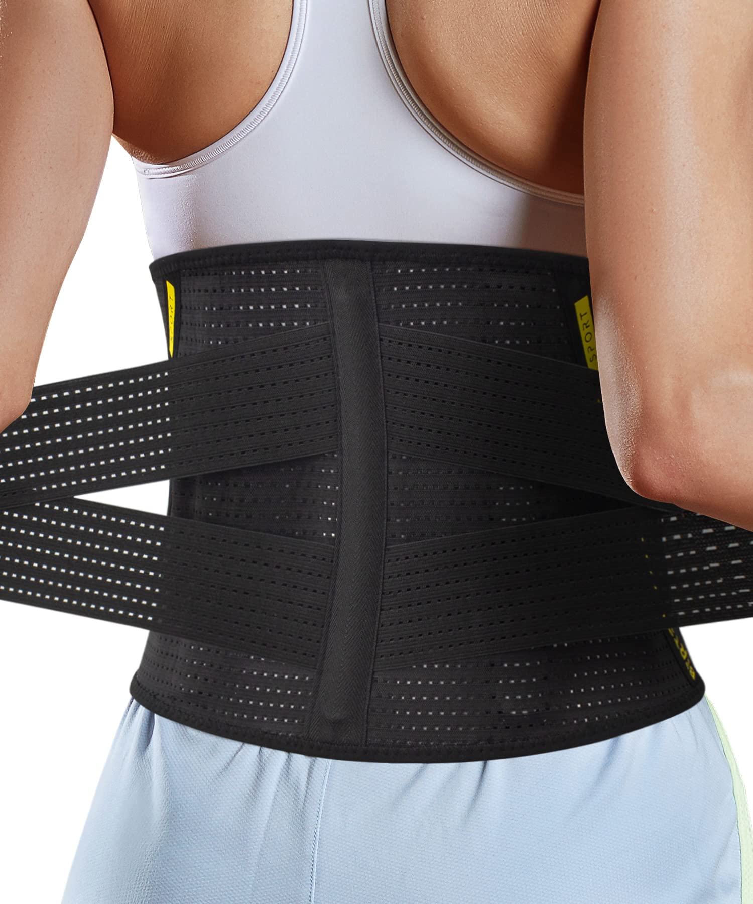 BERTER Adjustable Lower Back Brace for Pain Relief - Sciatica, Herniated Disc & Scoliosis Support - Breathable Lumbar Belt for Men & Women (XXL, Black) - Ideal for Office Work, Driving & Post-Surgery Recovery