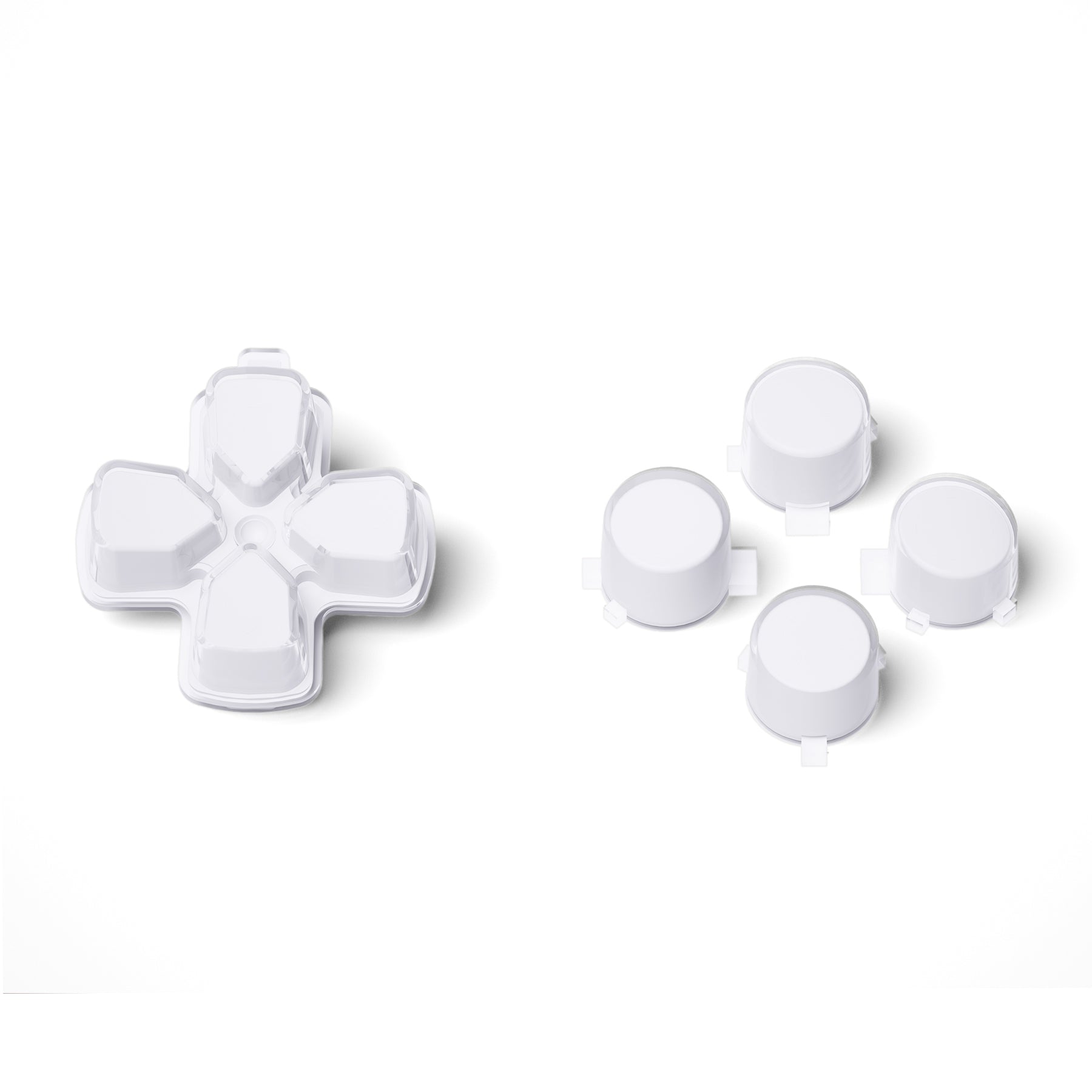 eXtremeRate White & Clear Custom D-Pad Action Buttons Replacement for PS5 Controller - No Letter Imprint, Smooth Gaming Experience for FPS, Racing & Fighting Games