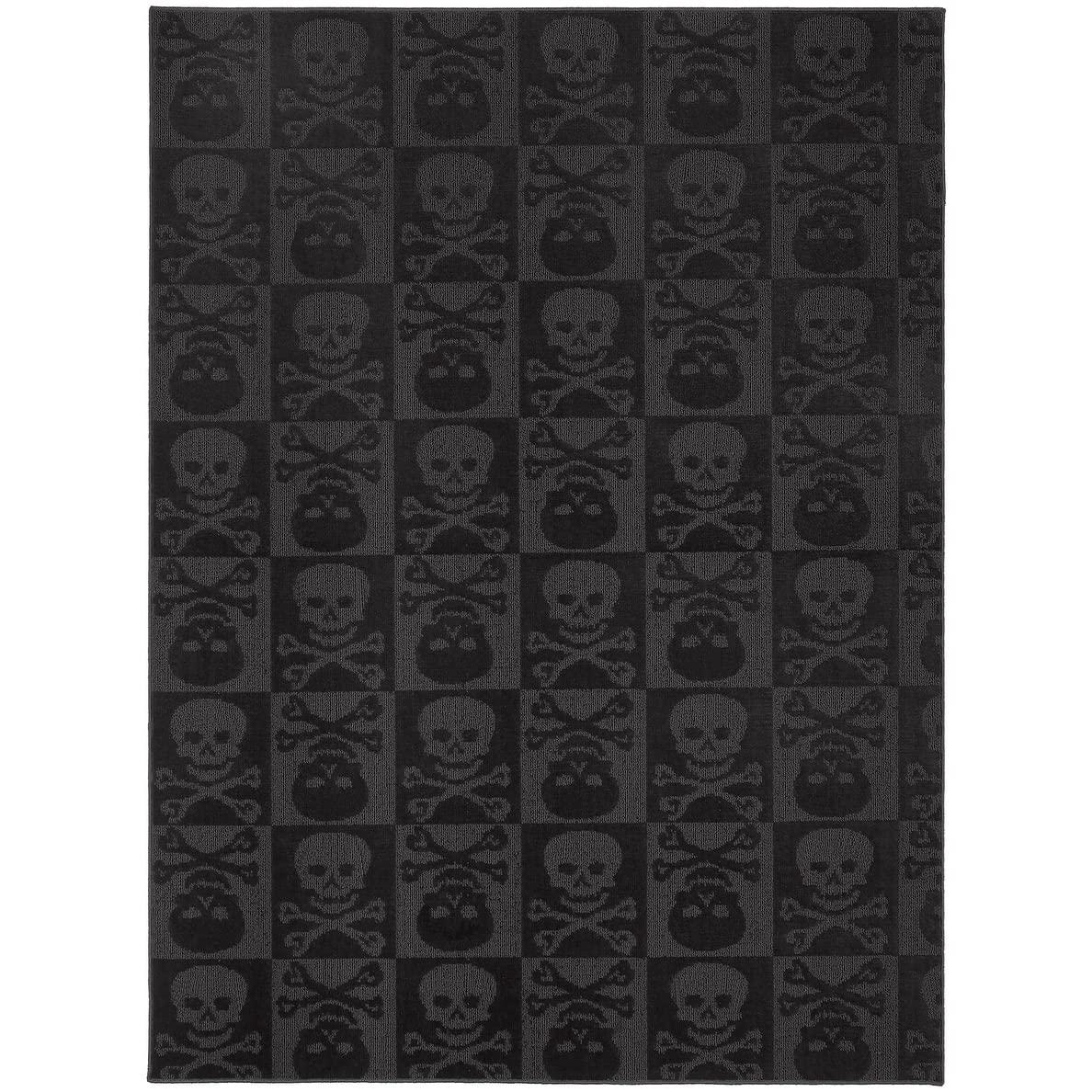 Garland Rug Skulls Area Rug 5x7 Feet - Gothic Decor Black Indoor Rug for Living Room, Bedroom, or Dorm