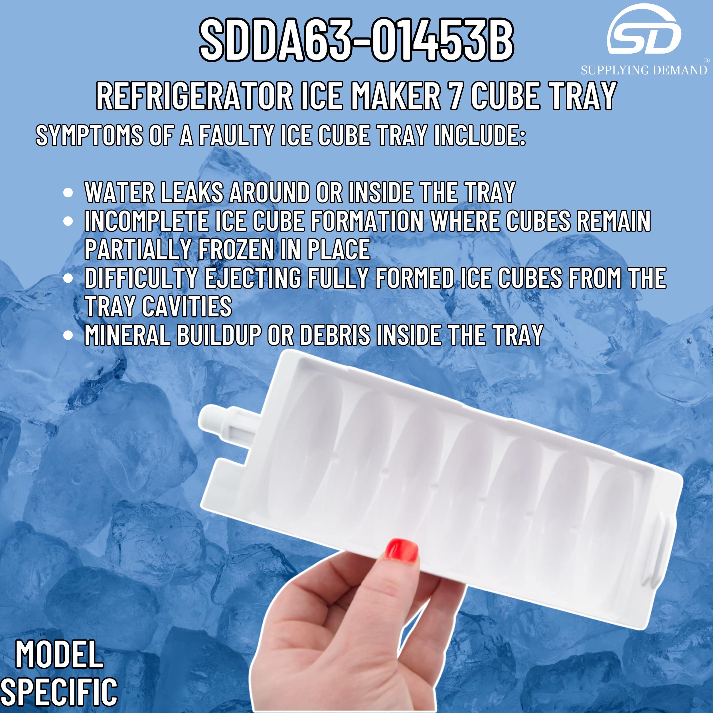 DA63-01453B 1557860 Refrigerator Ice Maker Replacement - 7 Cube Tray for Specific Models (Not Universal) | Perfect for Kitchen Appliance Repair & Ice Production