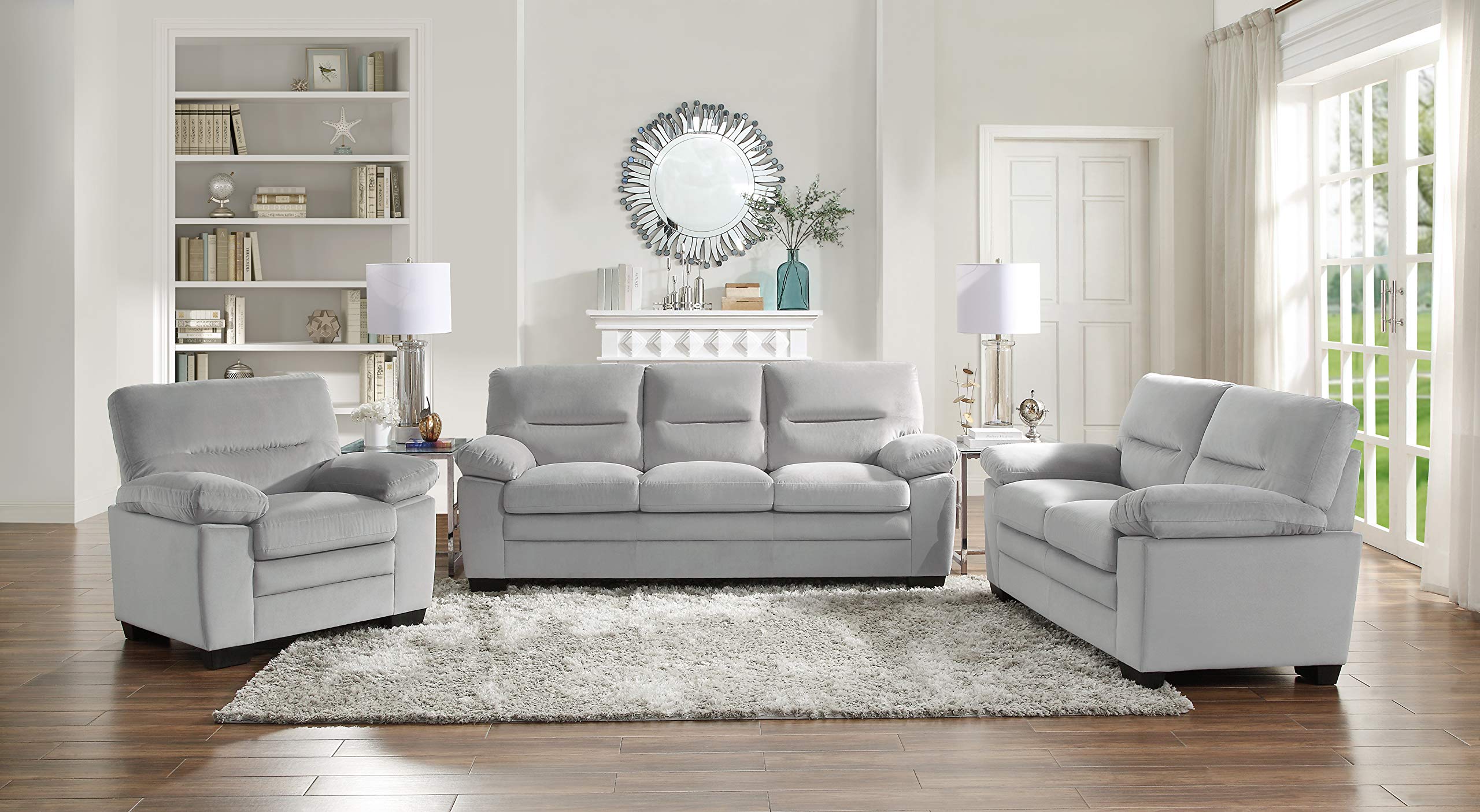 Lexicon Single Sofa Chair - Modern Upholstered Accent Armchair for Living Room, Bedroom, Office & Waiting Room - Comfortable Lounge Chair in Gray - Perfect for Reading Nooks, Home Theaters & Reception Areas