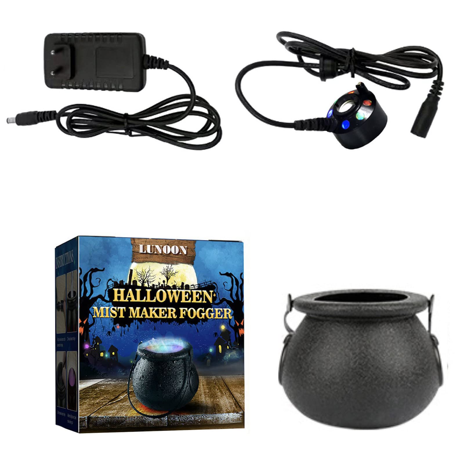 Halloween Party Decorations - Witch Cauldron Fog Maker with LED Lights, Water Geyser Pond Mist Maker for Spooky Atmosphere | Perfect for Haunted Houses, Themed Parties & Outdoor Decor