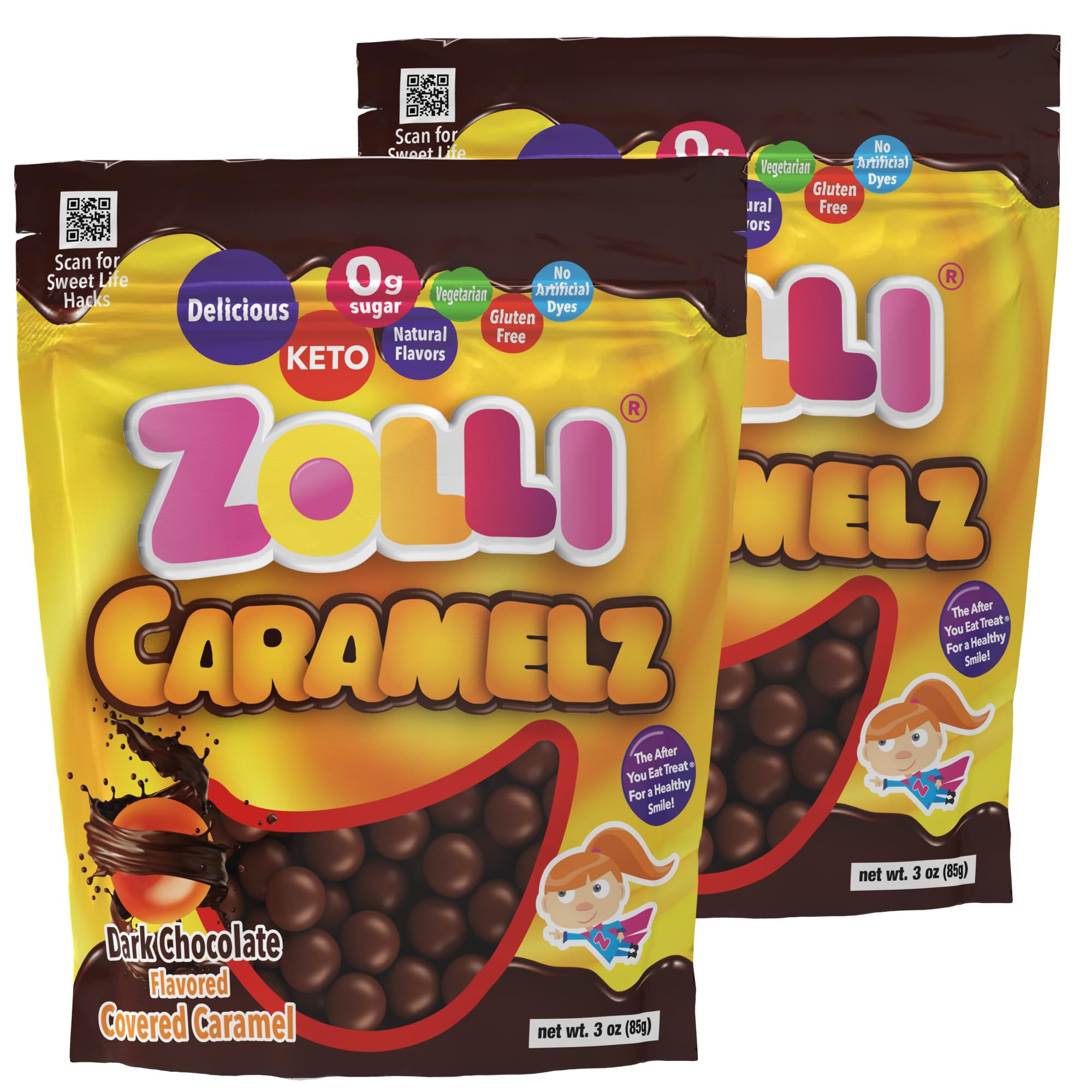 Zollipops Sugar-Free Caramel Dark Chocolate Lollipops for Clean Teeth - 6 Oz Pack - Healthy Candy for Kids & Adults - Perfect for Parties, Gifts & Oral Care