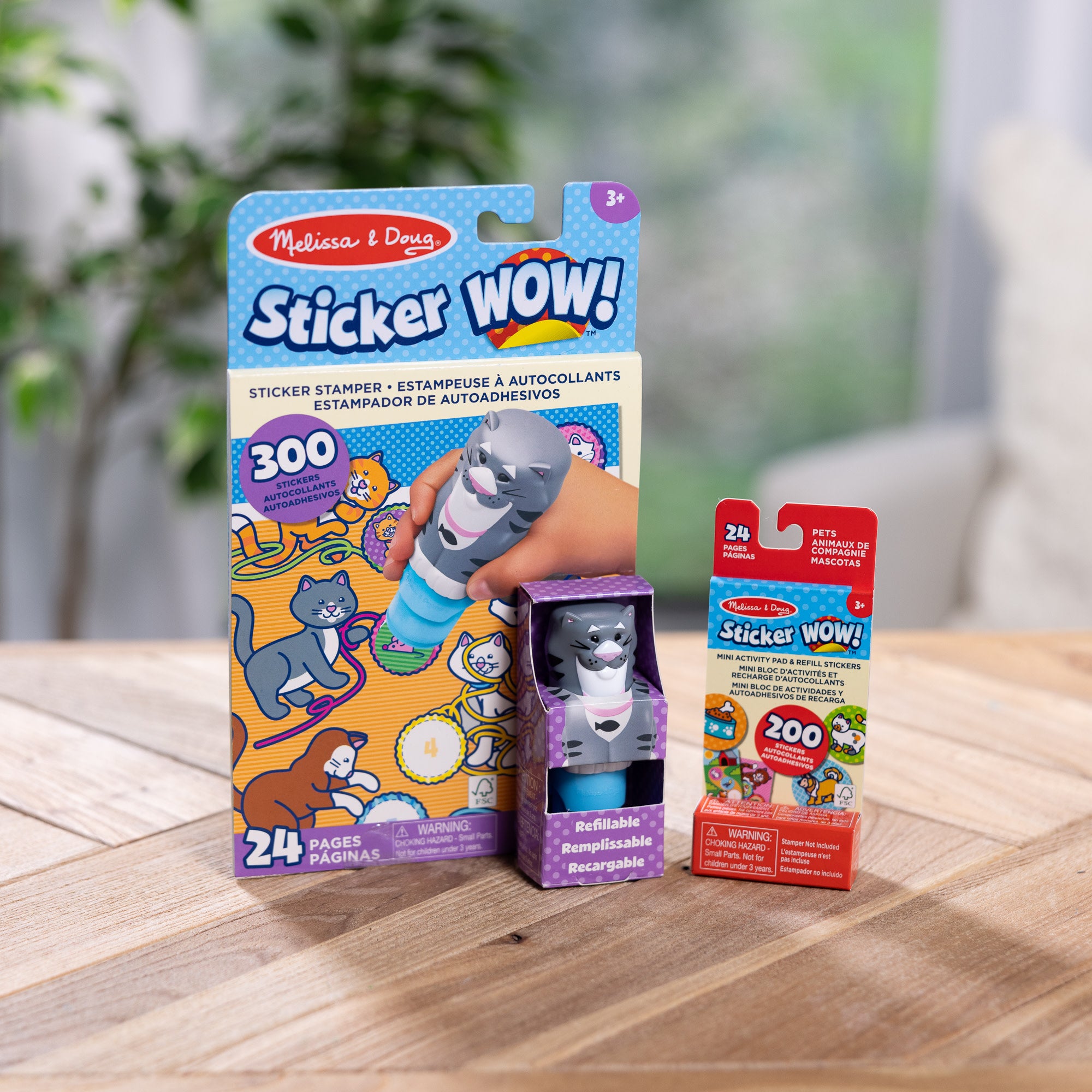 WOW!™ Cat Sticker Bundle - Activity Pad, Sticker Stamper, Mini Pad & 200 Refill Stickers for Kids Arts & Crafts, Party Favors & Travel Entertainment