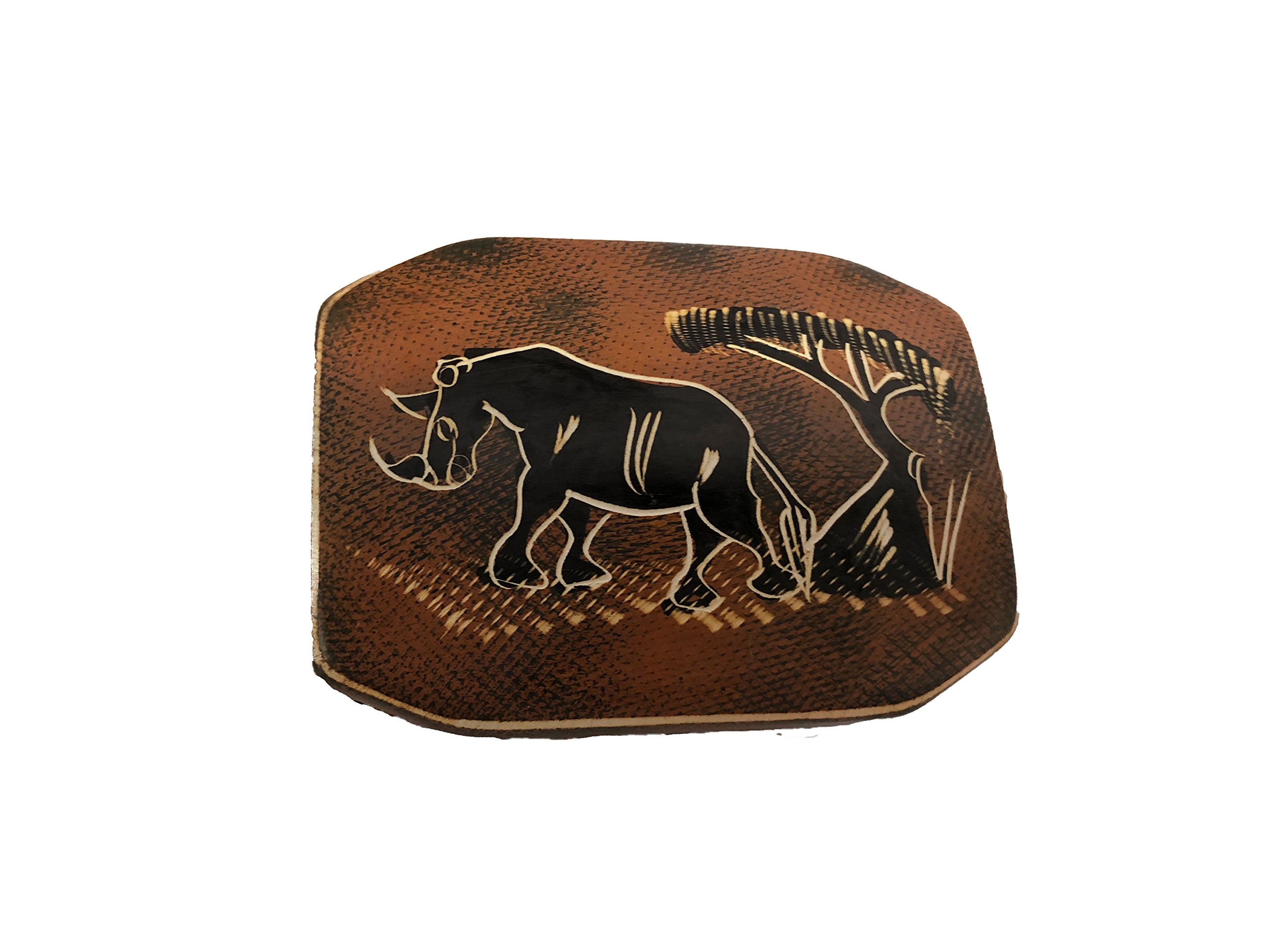 Hand Painted Rhino Soapstone Keepsake Box - Brown | African Home Decor Gift for Jewelry Storage & Display | Perfect for Wedding, Birthday & Housewarming Presents