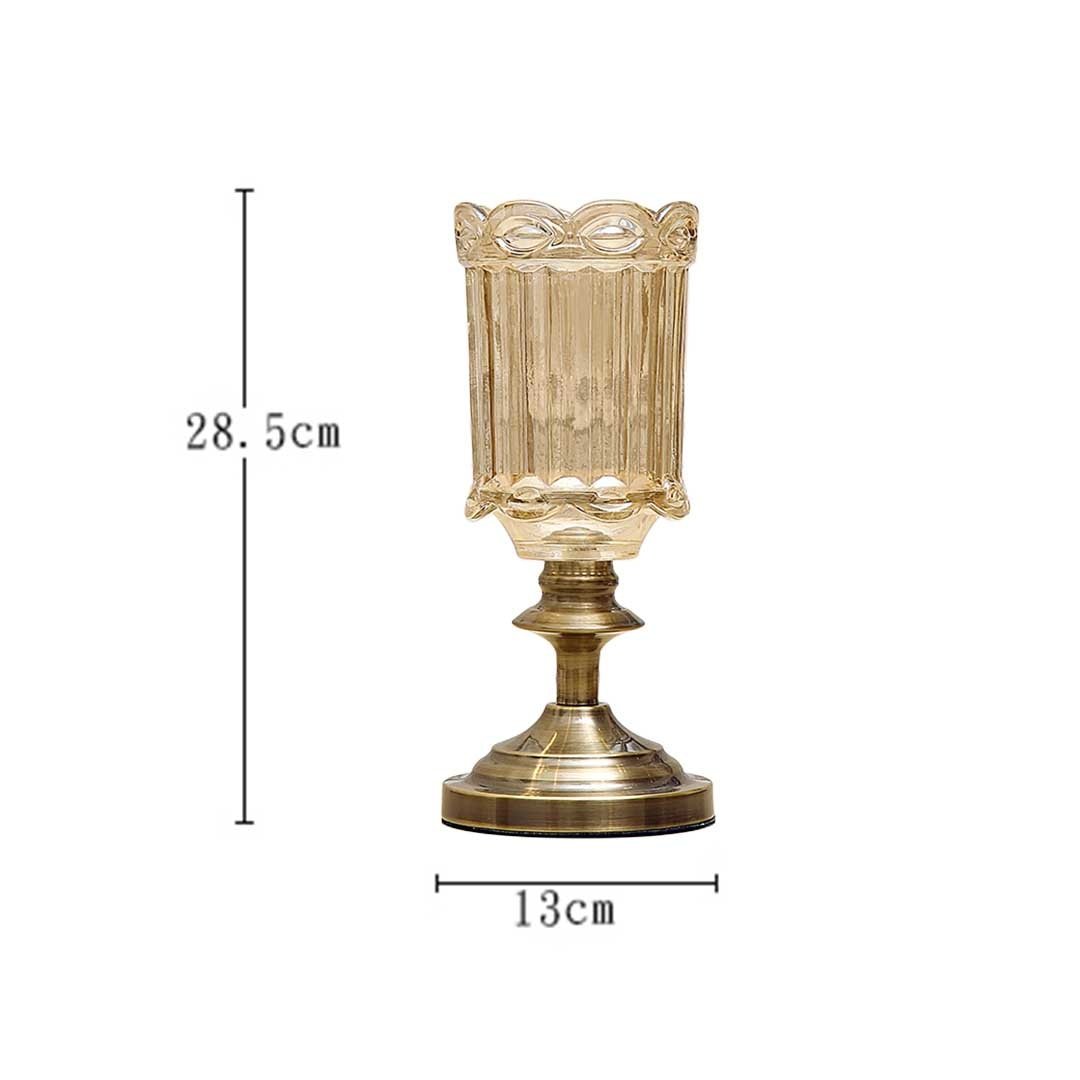 28.5cm Clear Glass Flower Vase with Sturdy Metal Base - Decorative Centerpiece for Home, Wedding, Office & Event Decor