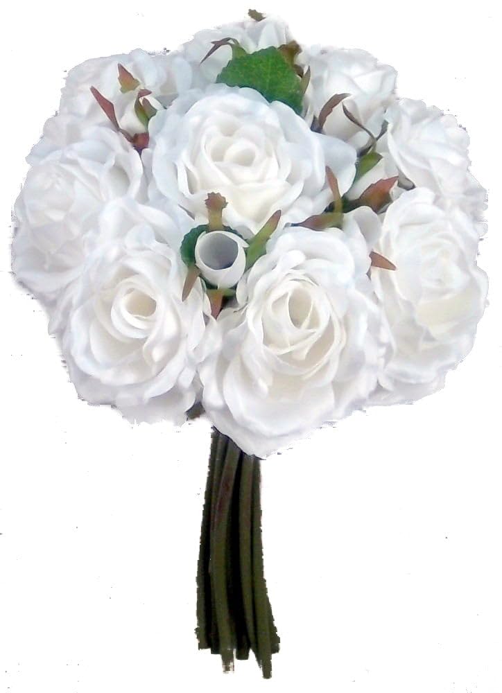 White Silk Rose Wedding Bouquet - Elegant Artificial Flower Arrangement for Bridal Bouquets, Centerpieces & Home Decor