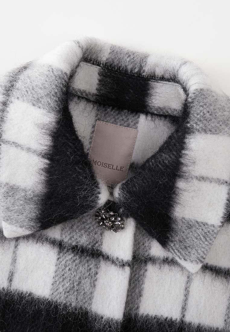 Stylish Black Plaid Wool Long Cape Coat for Women - Warm Winter Outerwear for Casual, Office & Holiday Outfits