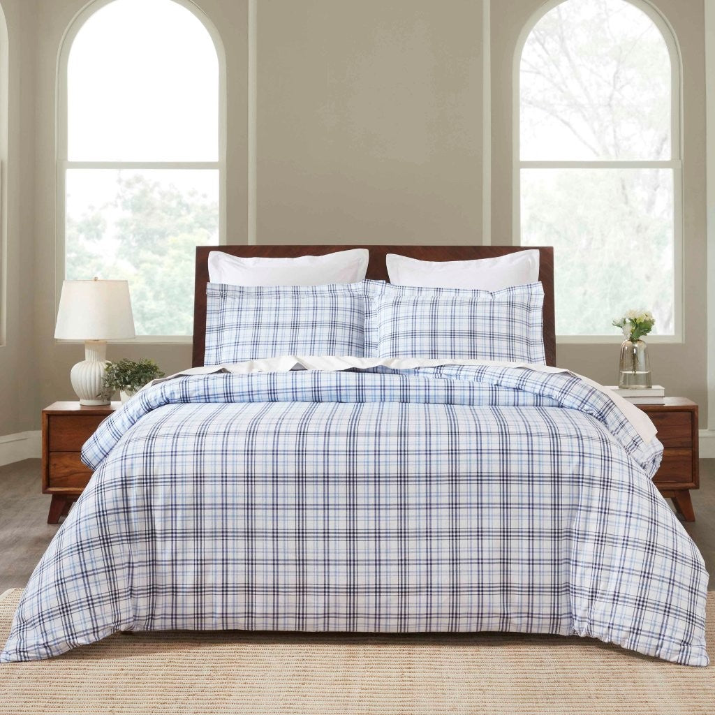 Soft Plaid Flannel Cotton Duvet Cover Set - Classic Farmhouse Style for Cozy Bedroom Decor | Perfect for Winter, Guest Rooms & Rustic Home Styling