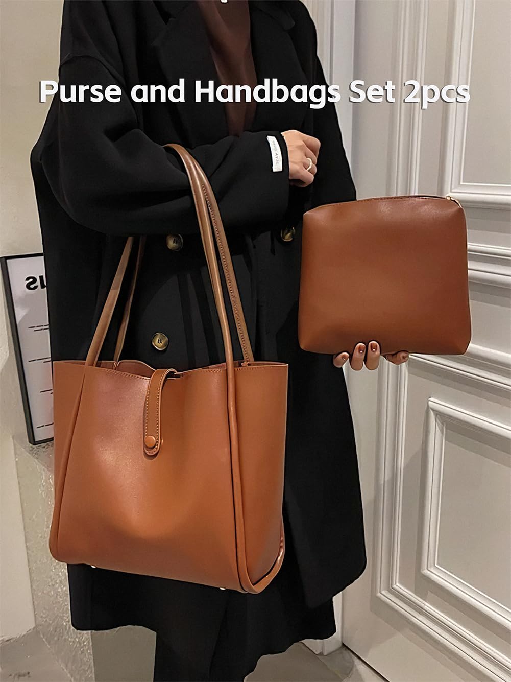 Stylish Oversized Leather Tote Bag for Women - Brown Weekender, Mini Shopper & Work Purse - Perfect for Travel, Office & Daily Use