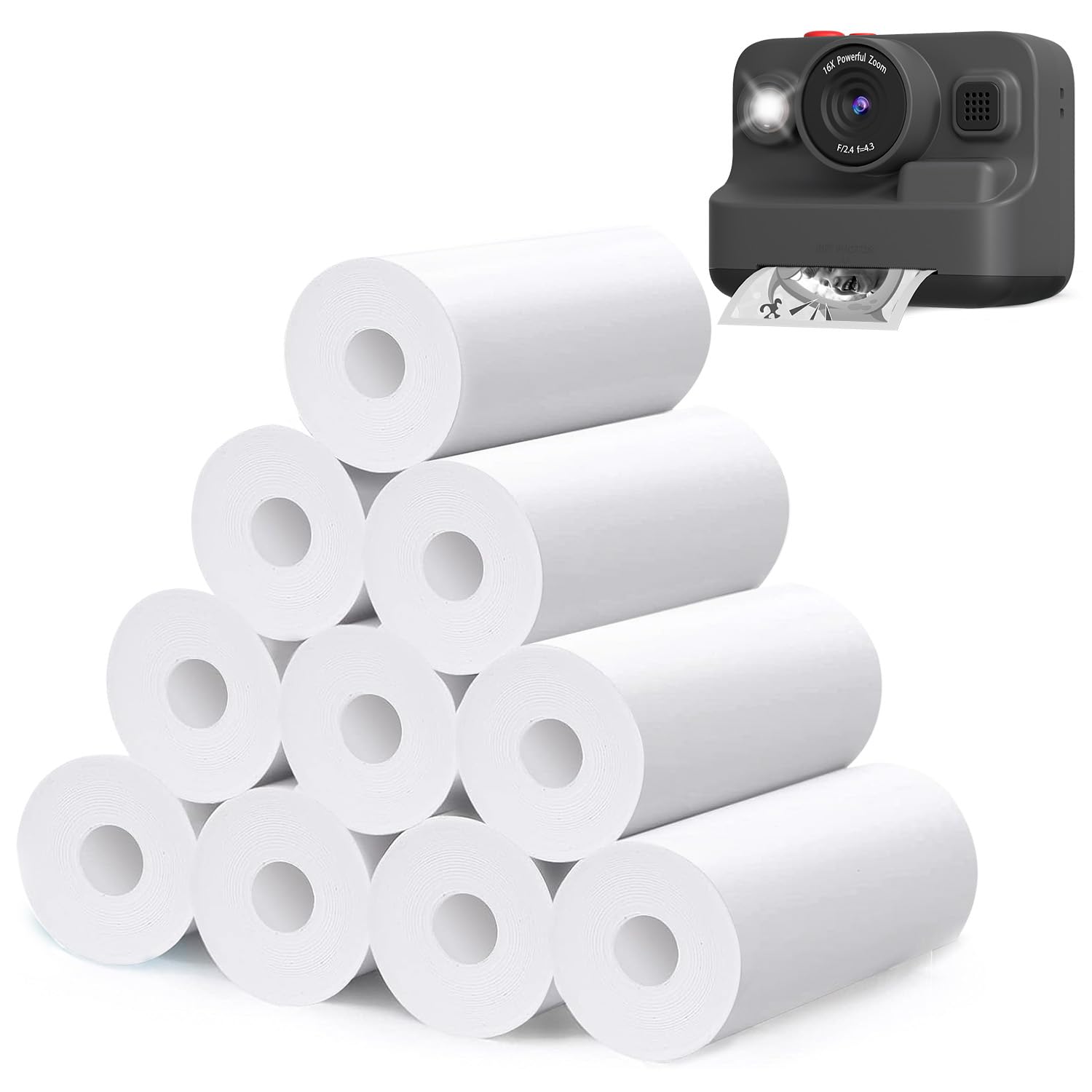 10 Rolls Kids Instant Camera Print Paper - BPA Free Thermal Photo Printer Paper Refills, Compatible with Most Instant Cameras for Kids - Perfect for Birthday Parties, School Events & Family Memories