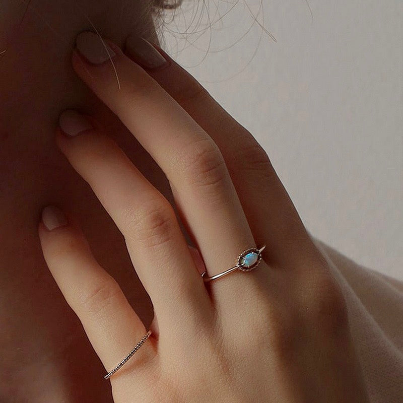 Tiny Opal Stud Earrings & Ring Set - Genuine Birthstone Jewelry for Women | Perfect Gift for Birthday, Anniversary & Special Occasions | HJZB 270