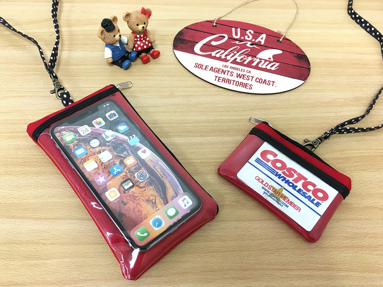 Tainada Clear View Phone Purse Pouch with Touch Screen Window & Adjustable Neck Strap - Compatible with iPhone 14/13/12, Samsung Galaxy - ID Card Holder & Coin Pocket (Red) - Perfect for Travel, Shopping, Concerts & Hands-Free Convenience