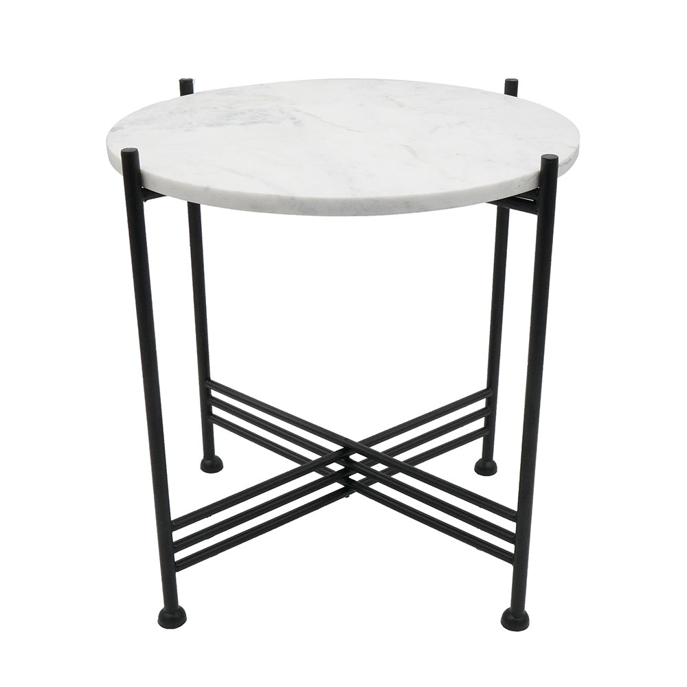 Argus Marble Accent Table - Elegant Side Table for Living Room, Bedroom & Office - Modern Home Decor End Table with Sturdy Metal Base