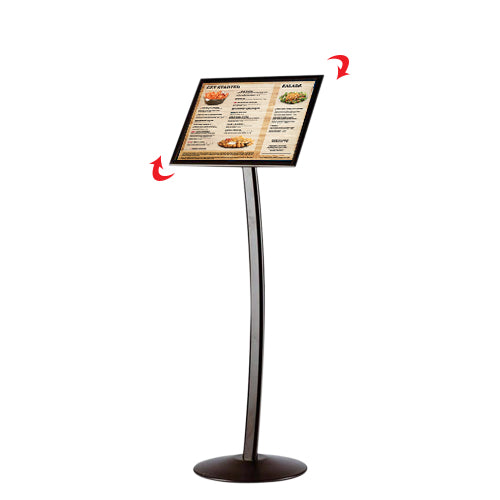 Curved Floor Display Stand with Rotating Sign Frame - 18