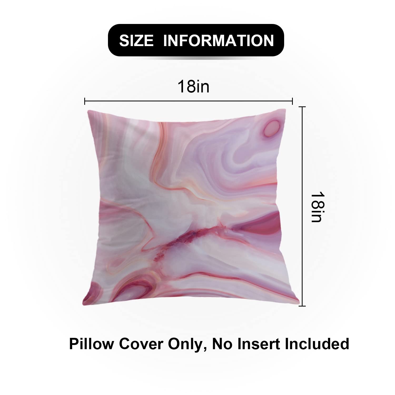 Shrahala Retro Decorative Pillow Covers - Granite Rock Texture in Pink, Black & White - 18x18 Inch Square Cushion Covers for Sofa, Bedroom & Car (Set of 2) - Perfect for Boho Home Decor & Cozy Living Room Accents