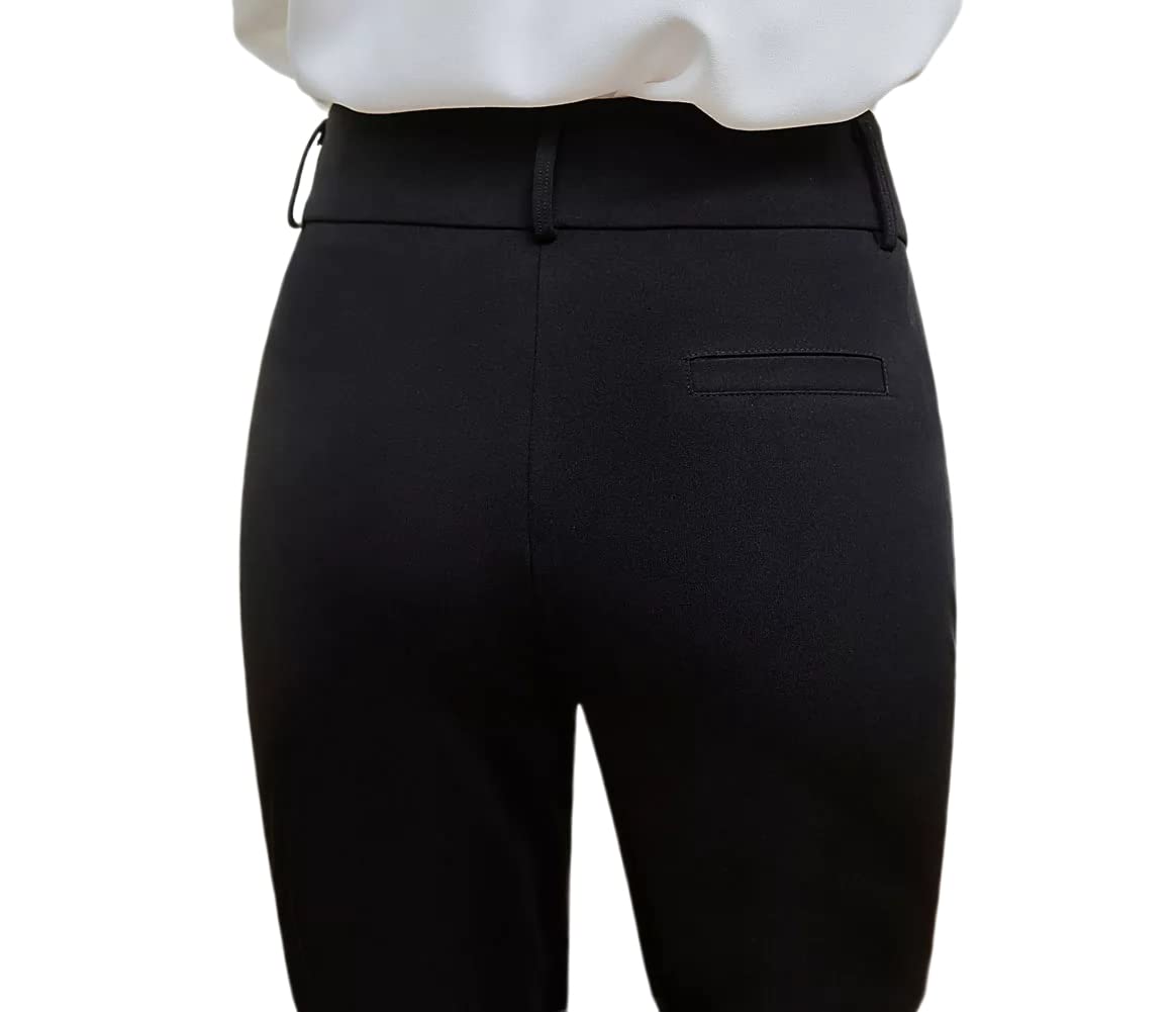 Double Plus Open Women's Heavyweight Straight Leg Flare Wide Leg Bell Bottom Dress Pants with Pockets - Office Work, Business Casual & Formal Occasions