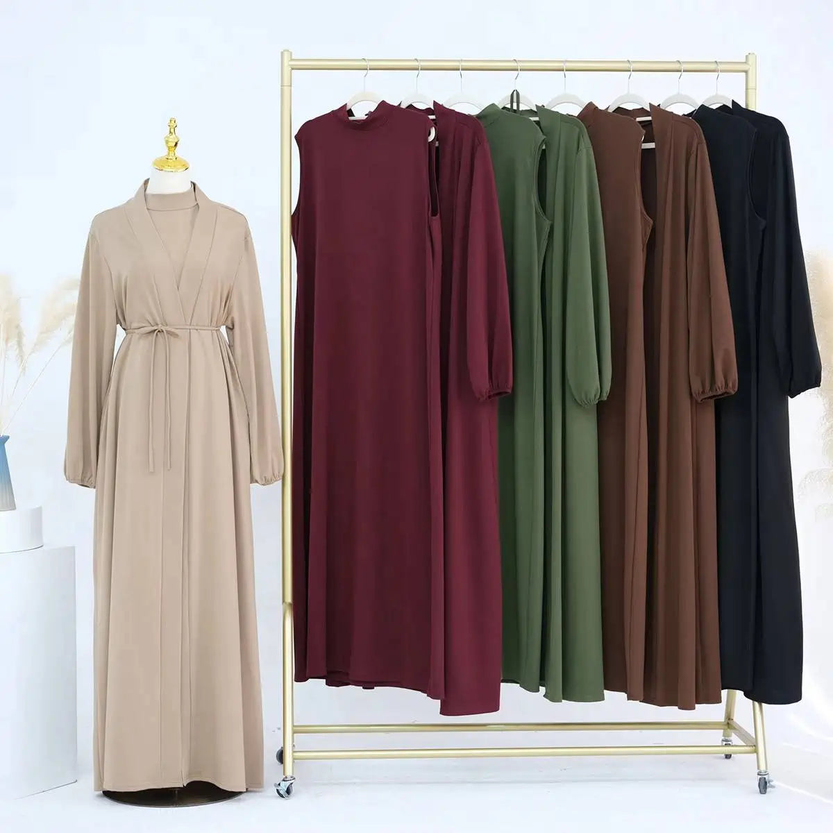2 Piece Set Muslim Abaya Dress for Women - Modest Islamic Fashion for Prayer, Mosque & Everyday Wear