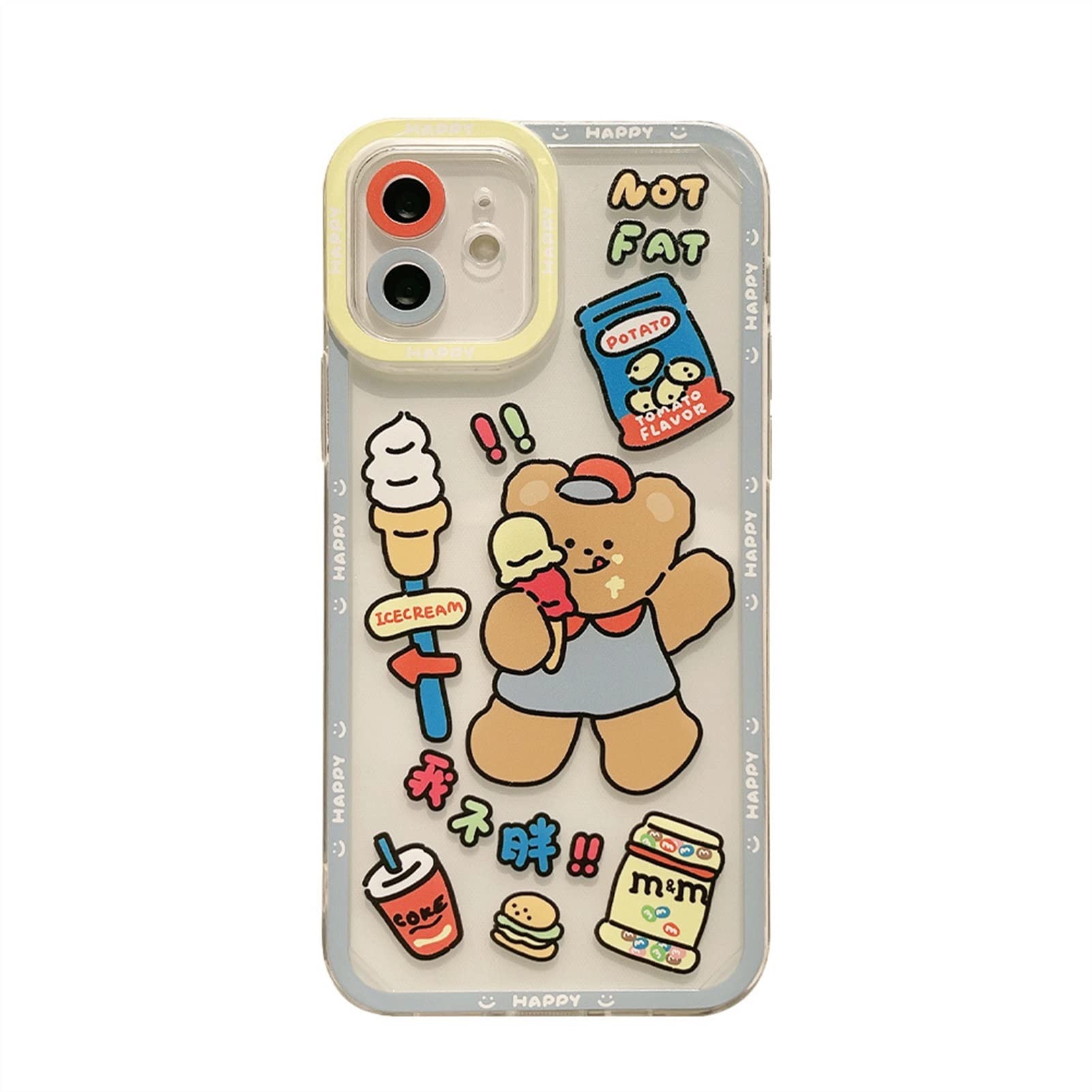 Cute Cartoon Animal Candy Bear Korean Phone Case for iPhone 12/11 Pro Max/X/Xs Max/Xr/7/8 Plus - Soft Silicone Clear Cover (Compatible with iPhone SE 2020) | Trendy Protective Case for School, Work & Daily Use