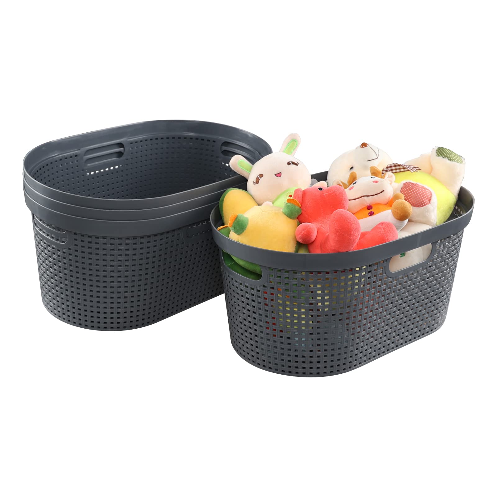 Saedy 4-Pack Large 40L Plastic Laundry Baskets with Handles - Foldable Clothes Hamper for Bedroom, Laundry Room & Dorm Organization